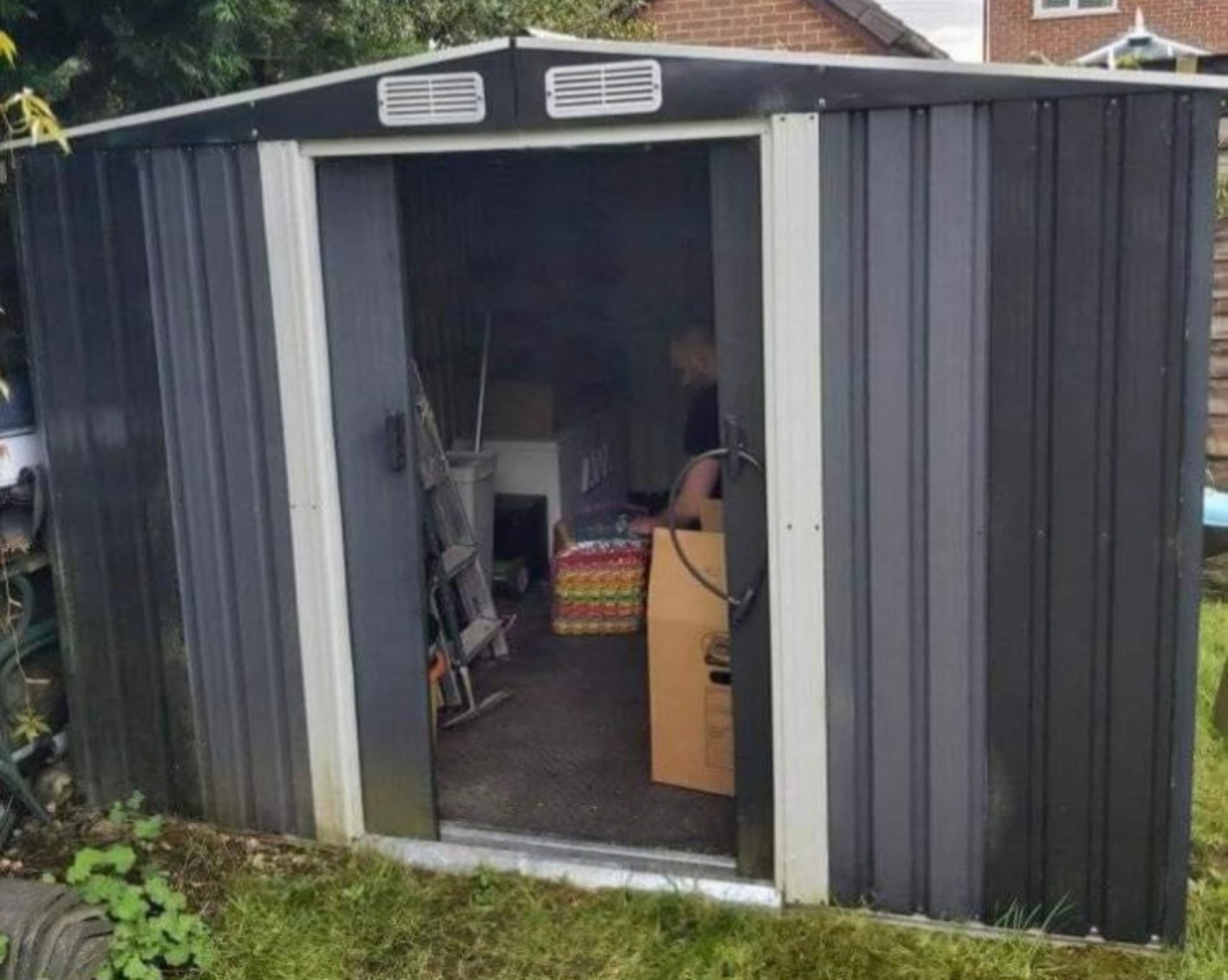 RRP £499.00 - 10FT X 8FT DARK GREY TRENTVALE METAL APEX GARDEN YARD SHED - NO VAT. - Image 2 of 10