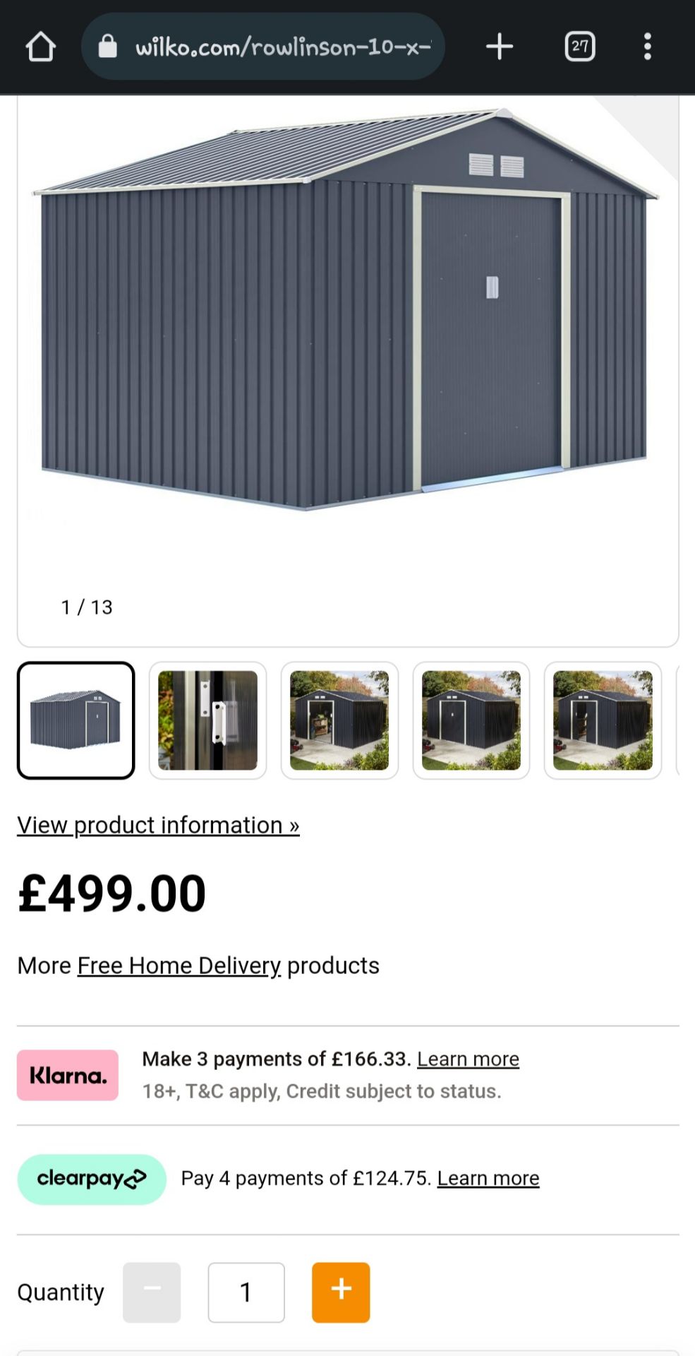 RRP £499.00 - 10FT X 8FT DARK GREY TRENTVALE METAL APEX GARDEN YARD SHED - NO VAT. - Image 6 of 10