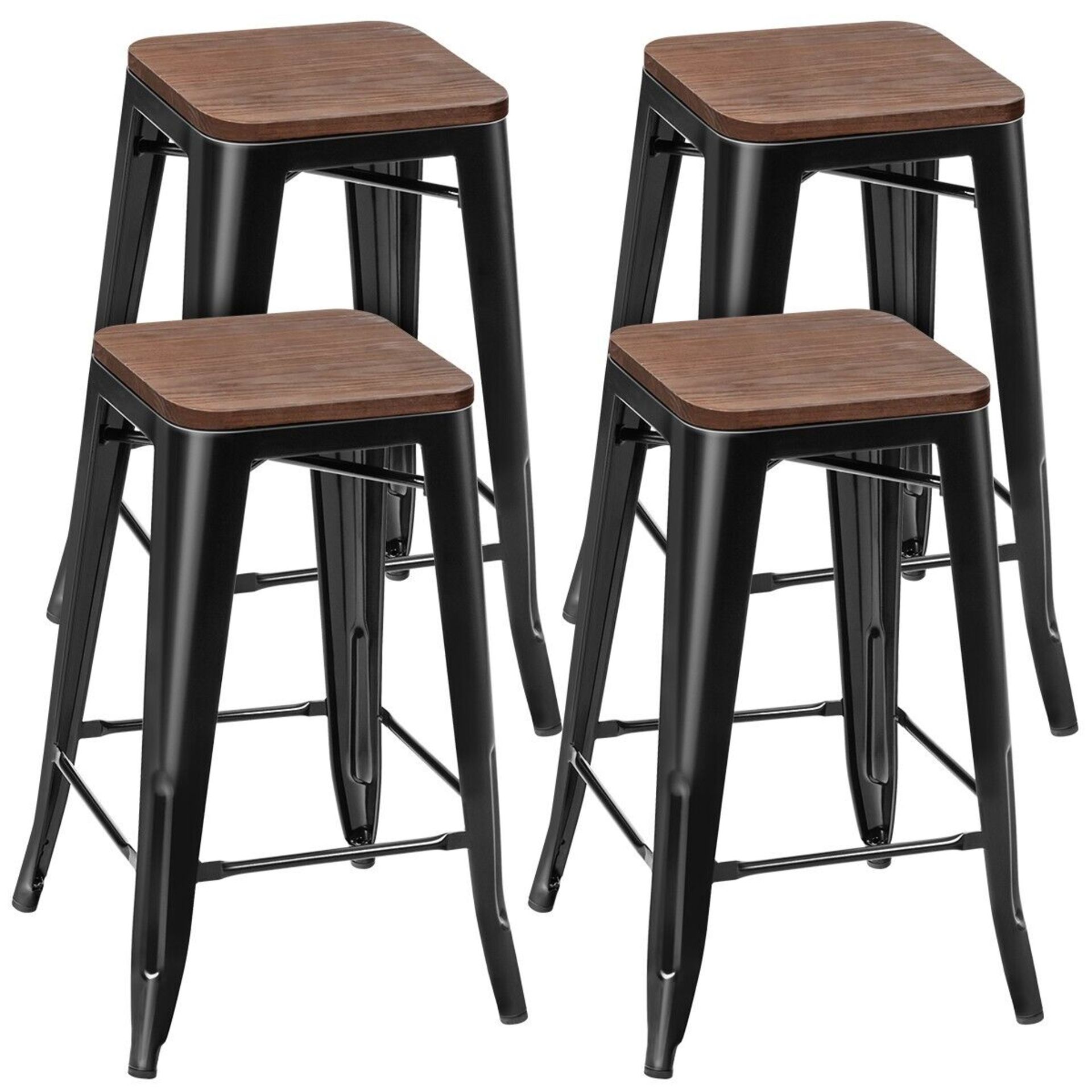 **NEW**SLEEK AND STURDY: IRON FRAME BAR STOOLS WITH ELM SEATS>>DELIVERY AVAILABLE<< - Image 3 of 3