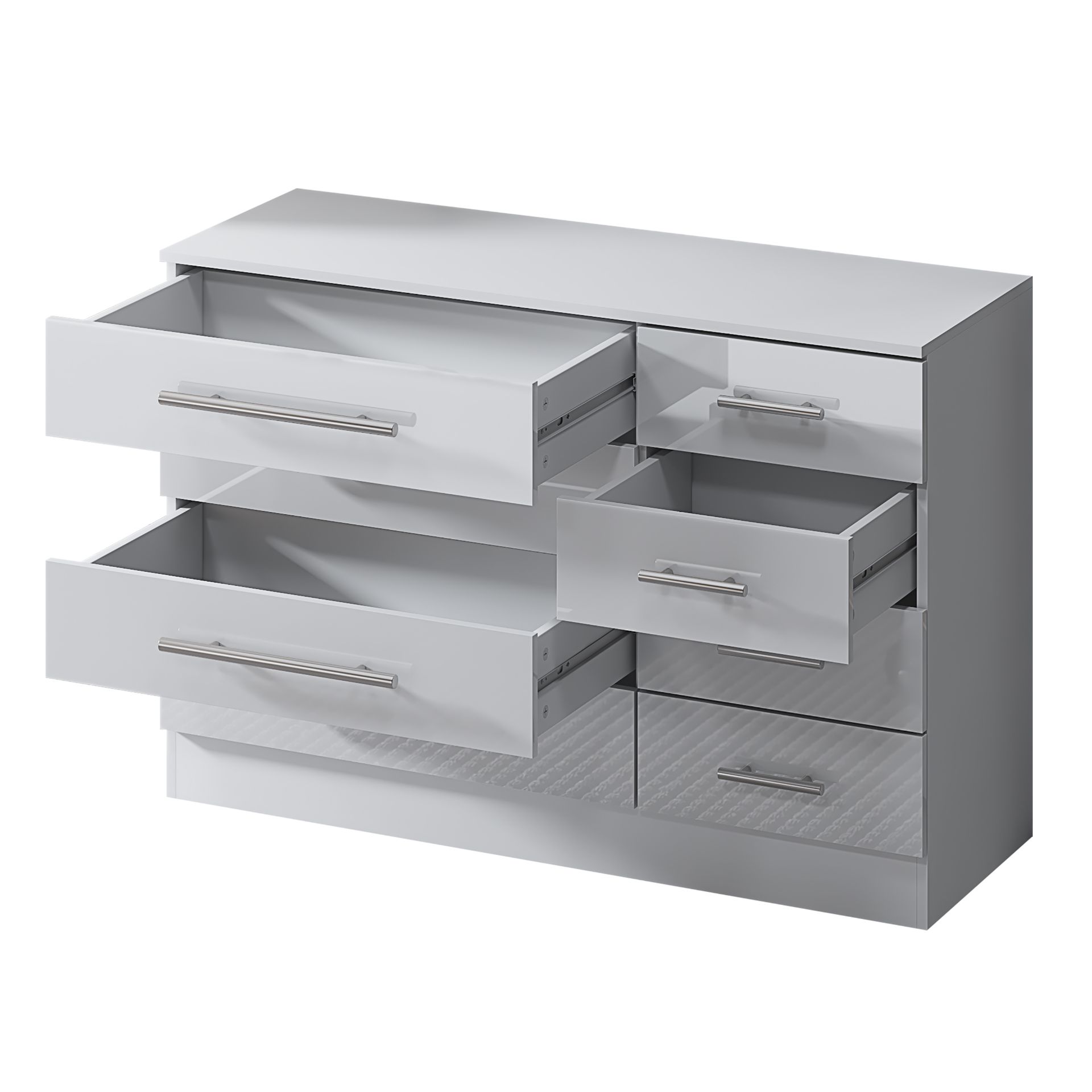 WHITE 8 DRAWER CHEST WITH HIGH GLOSS FRONTS AND METAL HANDLES - Image 2 of 6