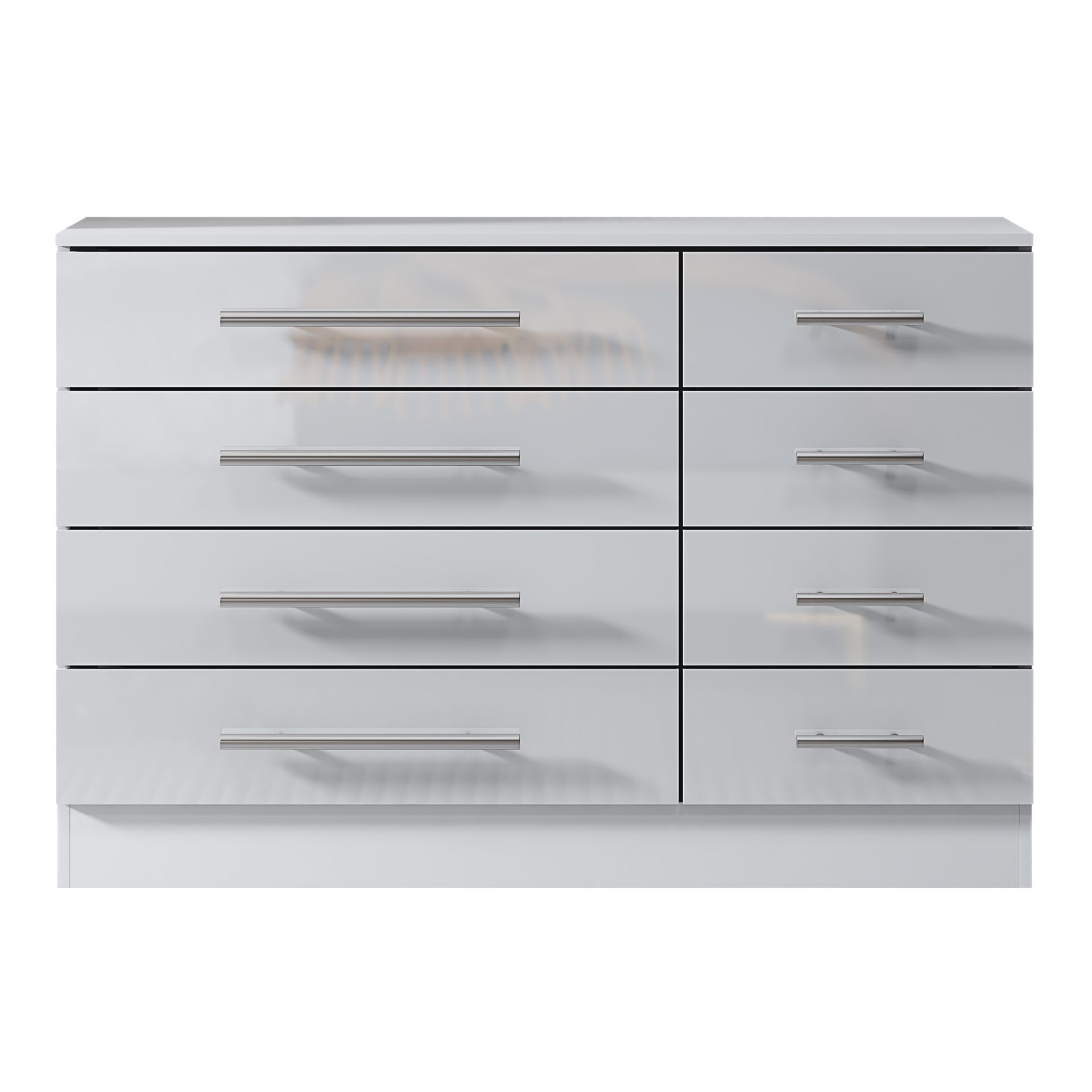 WHITE 8 DRAWER CHEST WITH HIGH GLOSS FRONTS AND METAL HANDLES - Image 5 of 6