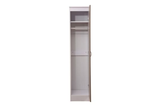 SINGLE DOOR WARDROBE WITH HIGH GLOSS MOCHA DOOR/MATT WHITE FRAME - Image 3 of 5