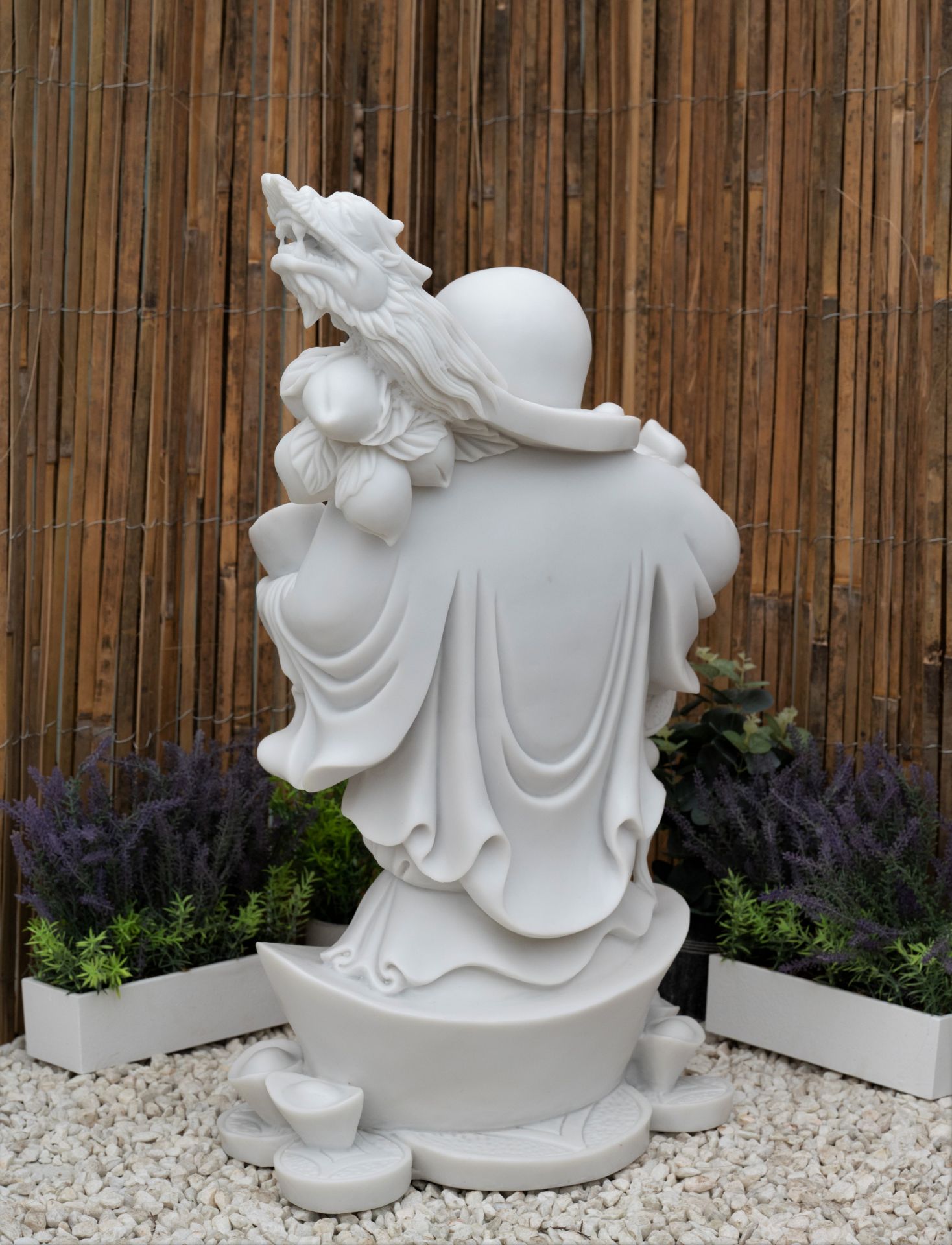 GORGEOUS TERRAZO MARBLE WEALTHY STANDING BUDDHA GARDEN STATUE - Image 8 of 8