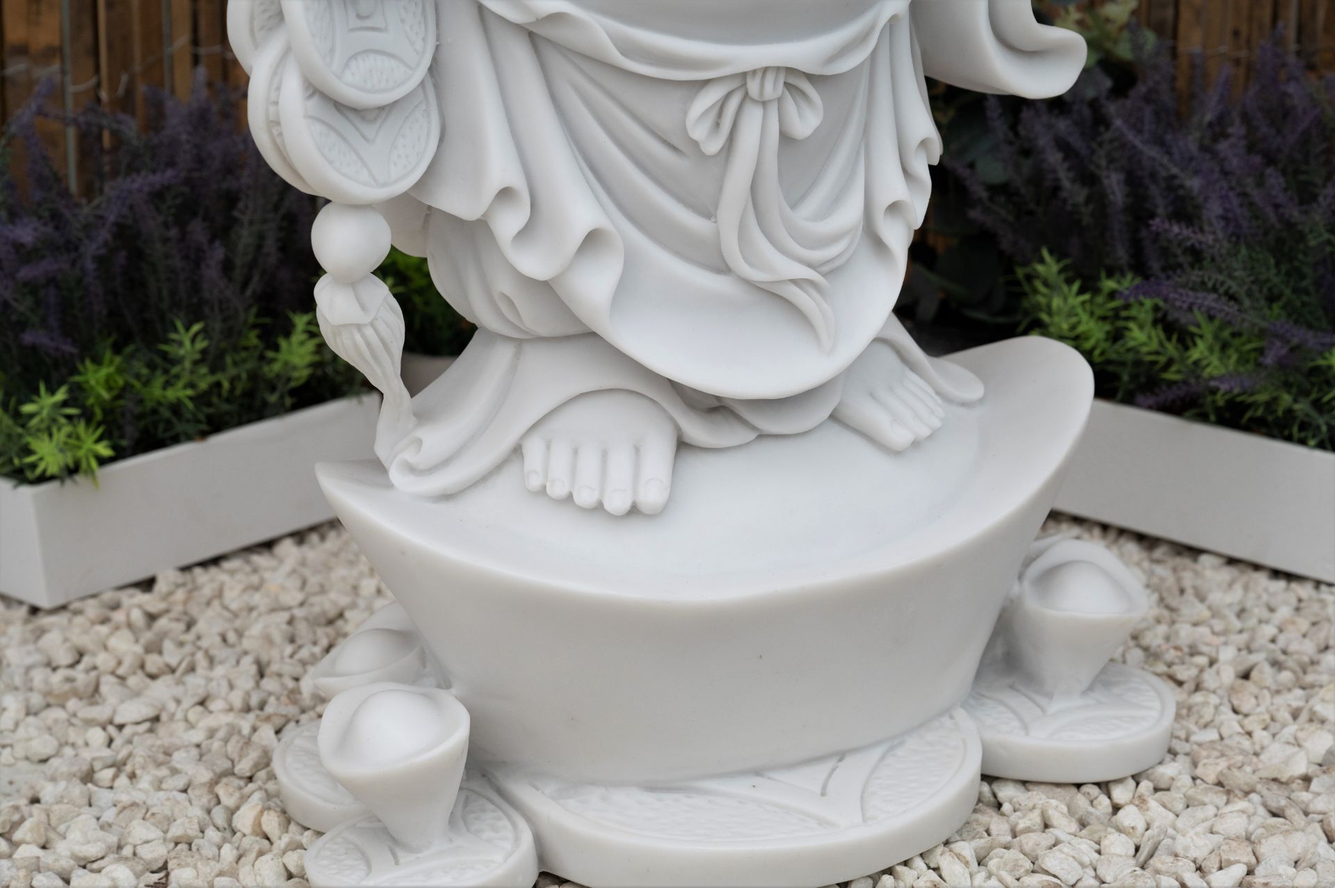 GORGEOUS TERRAZO MARBLE WEALTHY STANDING BUDDHA GARDEN STATUE - Image 3 of 8