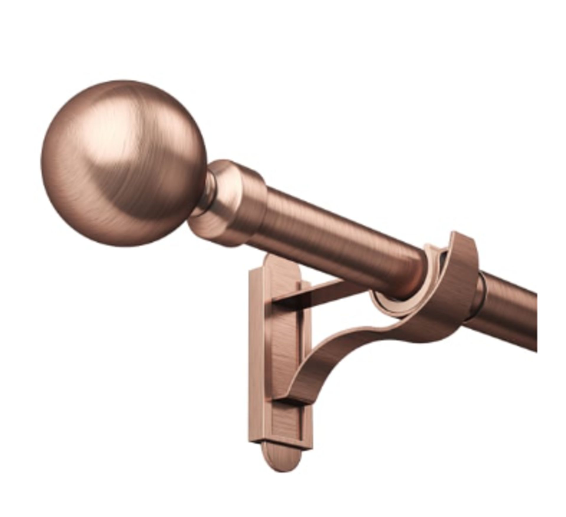 ROTHLEY ANTIQUE COPPER STEEL EXTENDABLE CURTAIN POLE WITH A SOLID ORB FINIAL - 125-216CM RRP £40