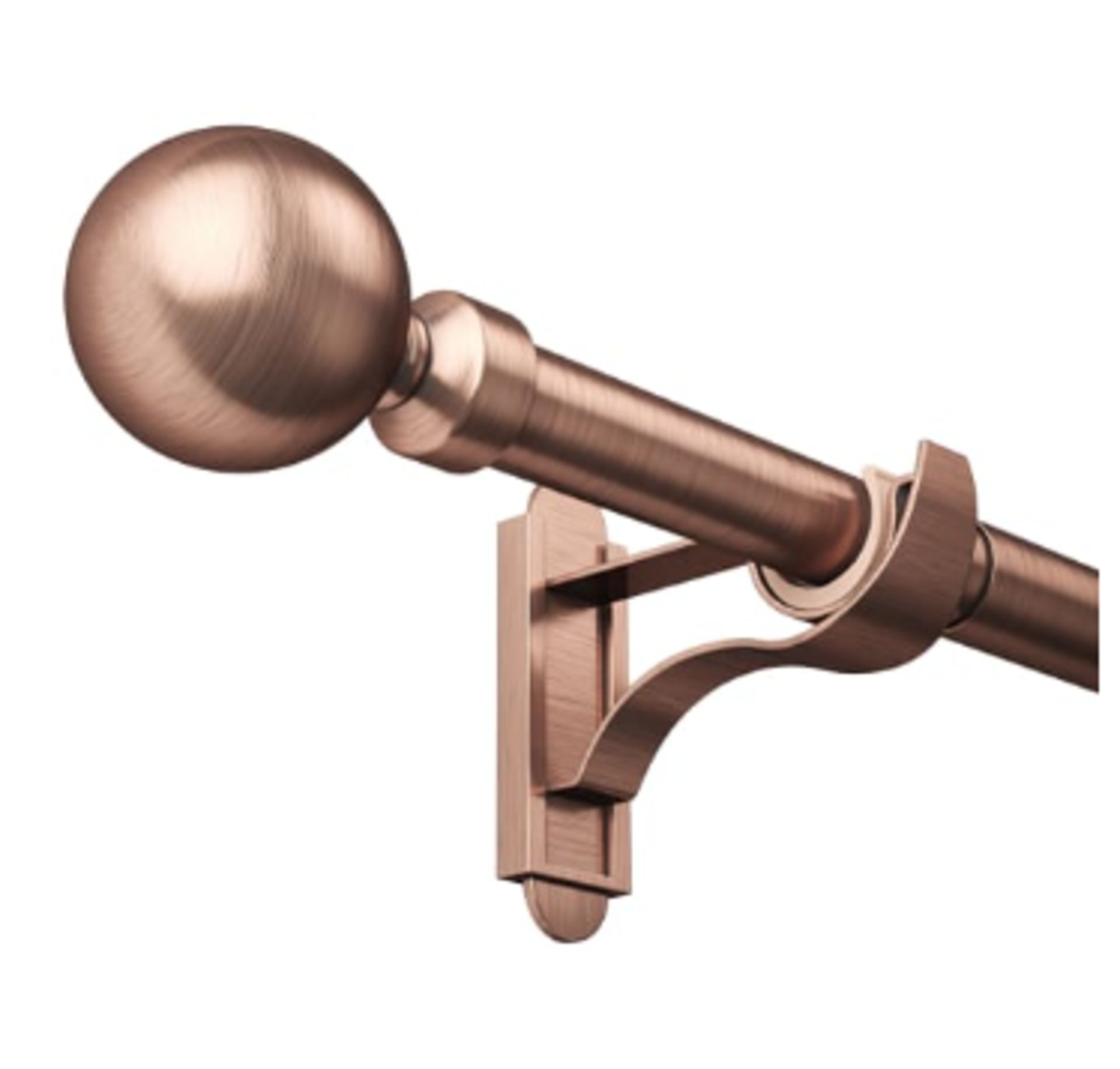 ROTHLEY ANTIQUE COPPER STEEL EXTENDABLE CURTAIN POLE WITH A SOLID ORB FINIAL - 165-300CM RRP £48