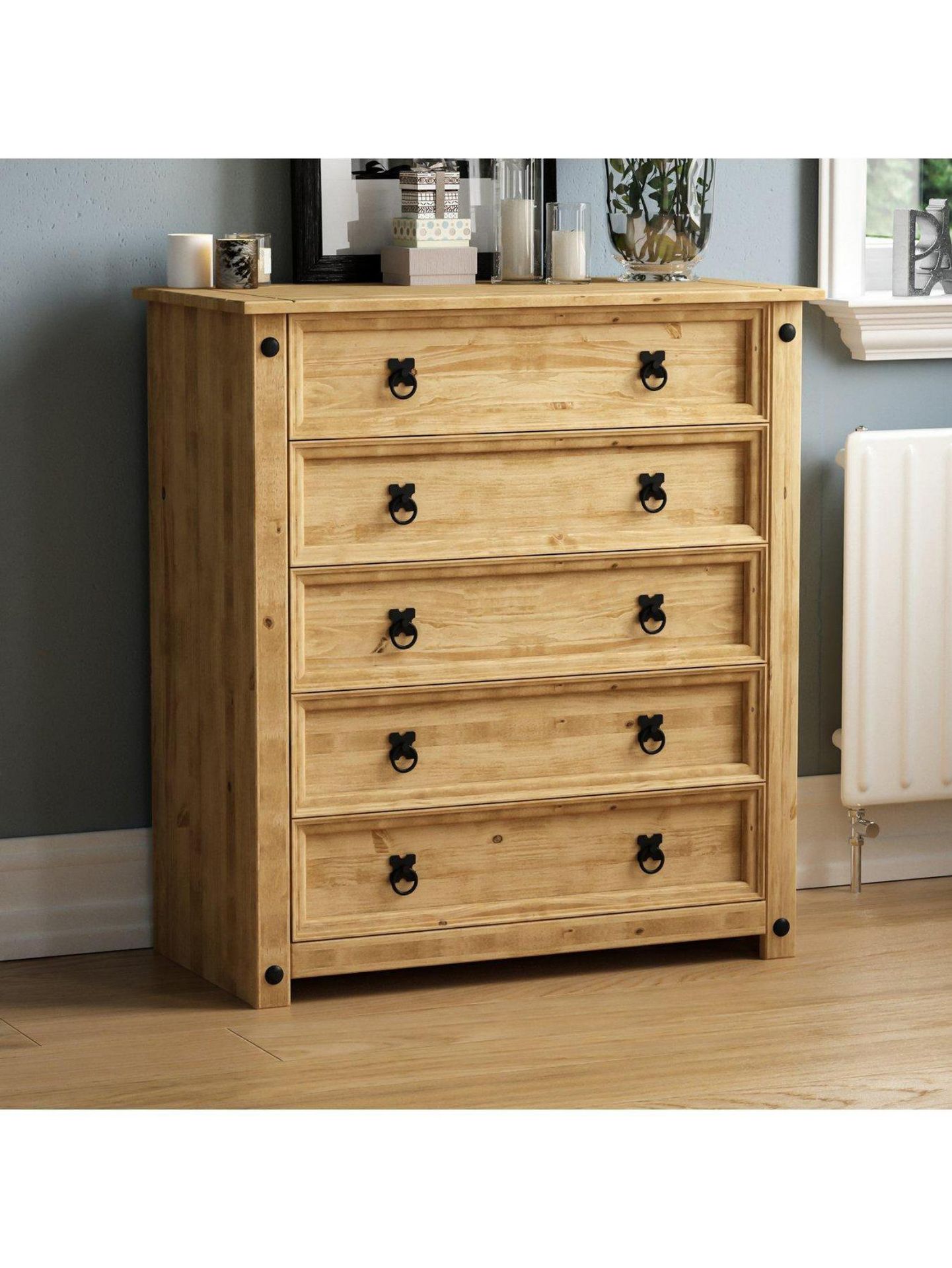 CORONA RUSTIC 5 DRAWER CHEST RRP £159 - Image 2 of 2