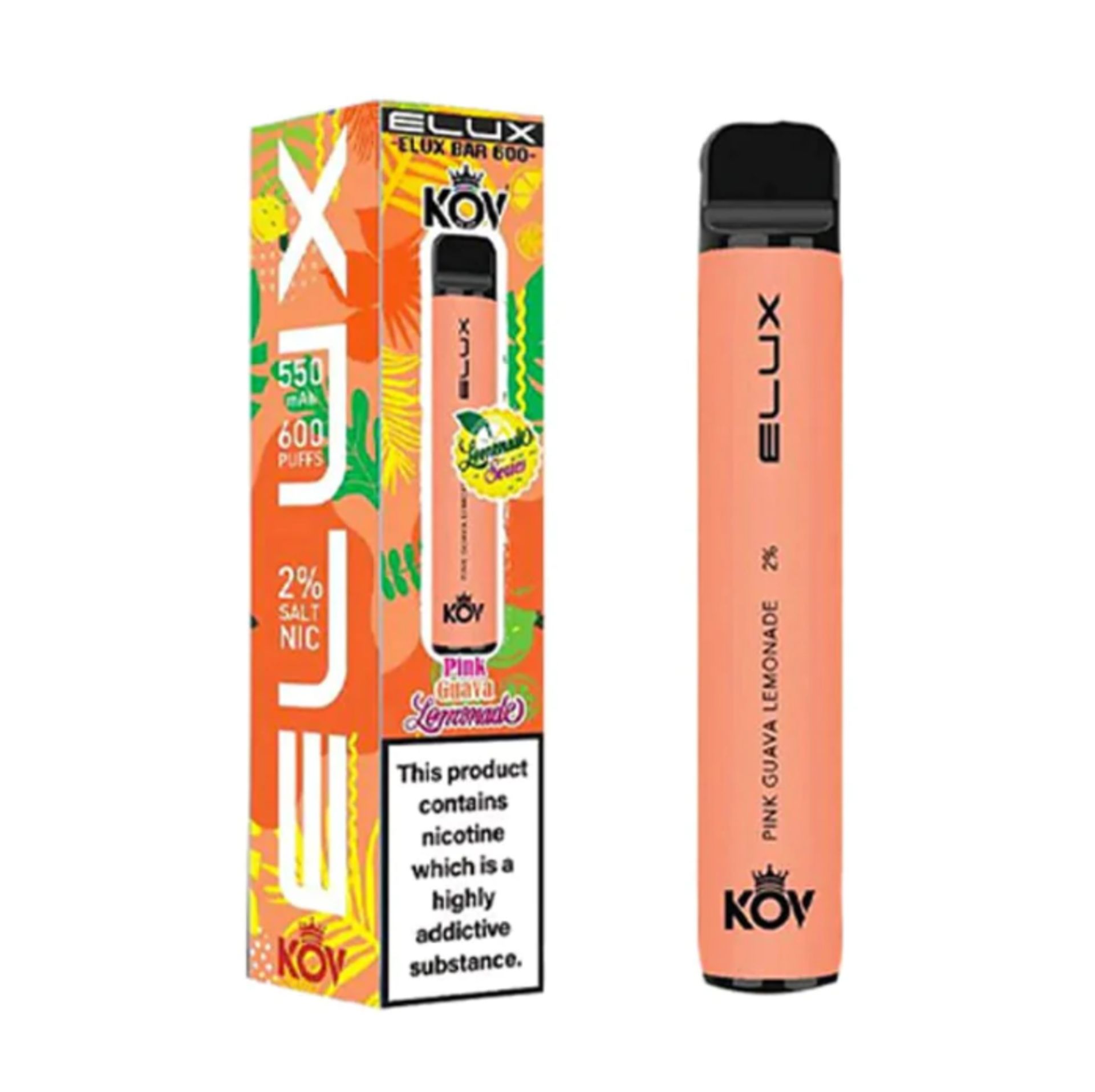 50 X ELUX BAR 600 PUFF DISPOSABLE - 20MG - PINK GUAVA LEMONADE - ELUXBAR600K-PGL