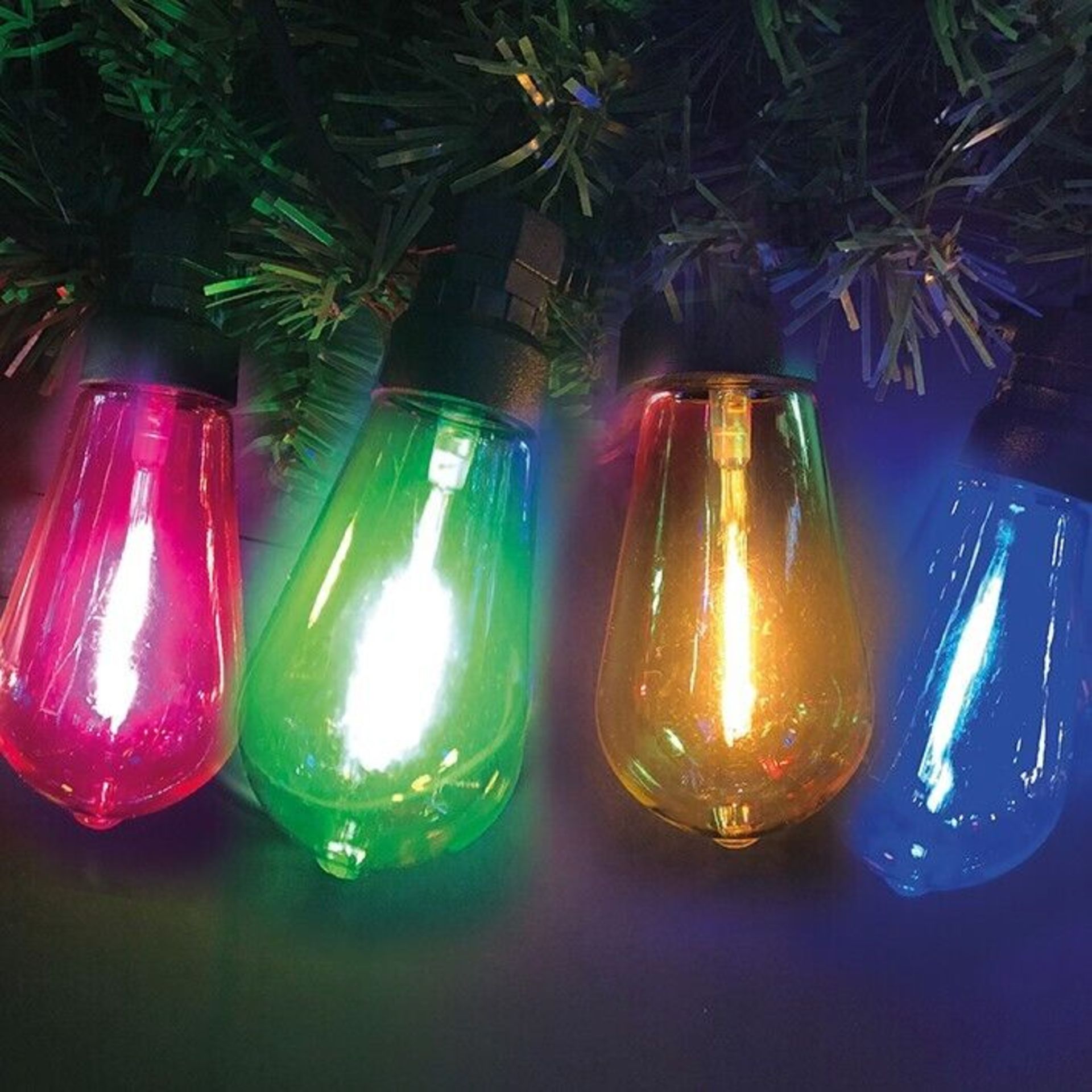 FESTOON CHRISTMAS FAIRY LIGHT MODERN LIGHTBULB 10 CONNECTABLE MULTI-COLOUR LEDS - Image 2 of 3