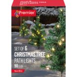 6-PIECE 5M CHRISTMAS GREEN TREE OUTDOOR PATH LIGHTS 15 WARM WHITE COLOUR LEDS