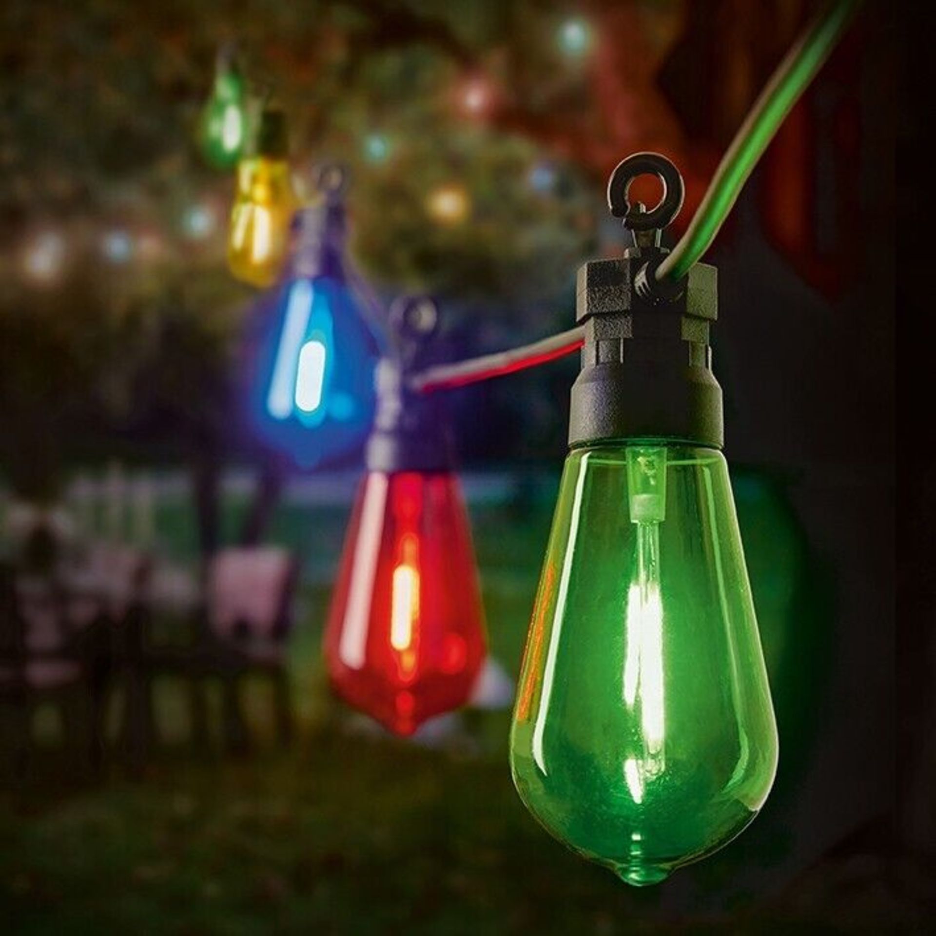 FESTOON CHRISTMAS FAIRY LIGHT MODERN LIGHTBULB 10 CONNECTABLE MULTI-COLOUR LEDS - Image 3 of 3