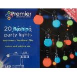 PREMIER 20 FLASHING PARTY LIGHTS 9.5M RED-GREEN RED-BLUE LED IN / OUTDOOR