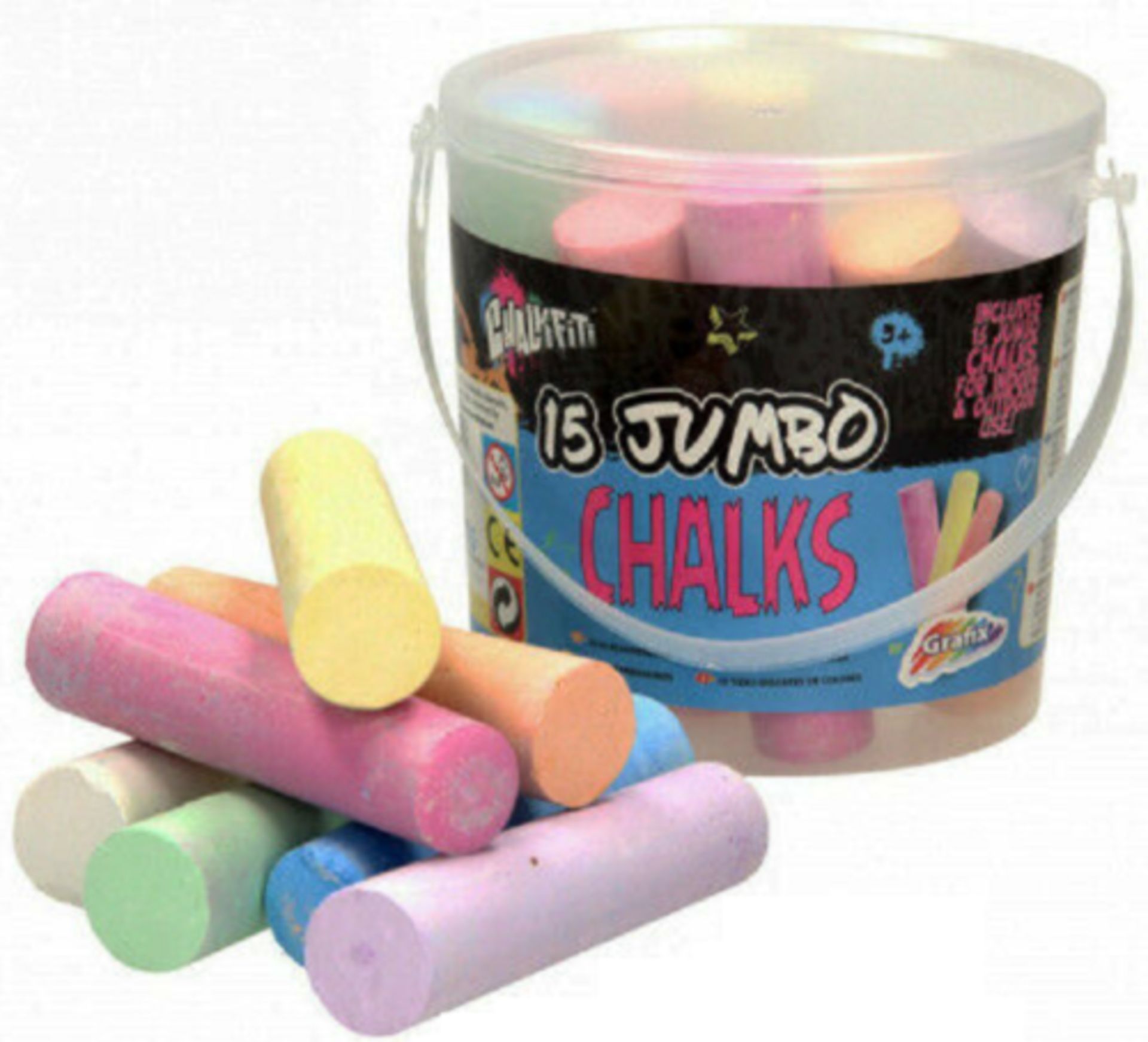 PALLET CONTAING 100 X TUBS OF 15PC COLOURED PLAYGROUND JUMBO CHALK