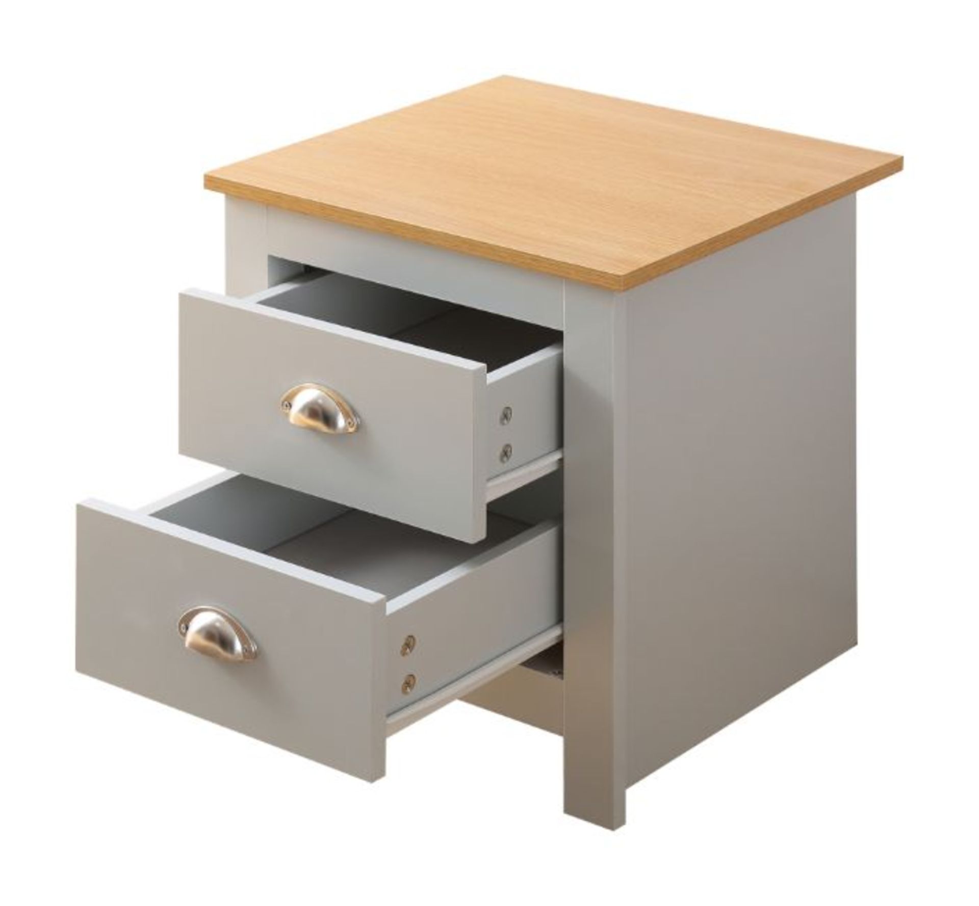 JOB LOT 10 X GREY WITH OAK TOP SHAKER-INSPIRED STYLISH DESIGN BEDSIDES - Image 4 of 4