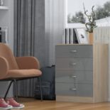 JOBLOT OF 10 X STUNNING CHEST OF DRAWERS - HIGH GLOSS GREY ON SONOMA OAK FRAME