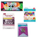 1000 COLOURFUL BIRTHDAY BANNERS FOR PARTIES - RANGE OF DESIGNS, RRP £10,000