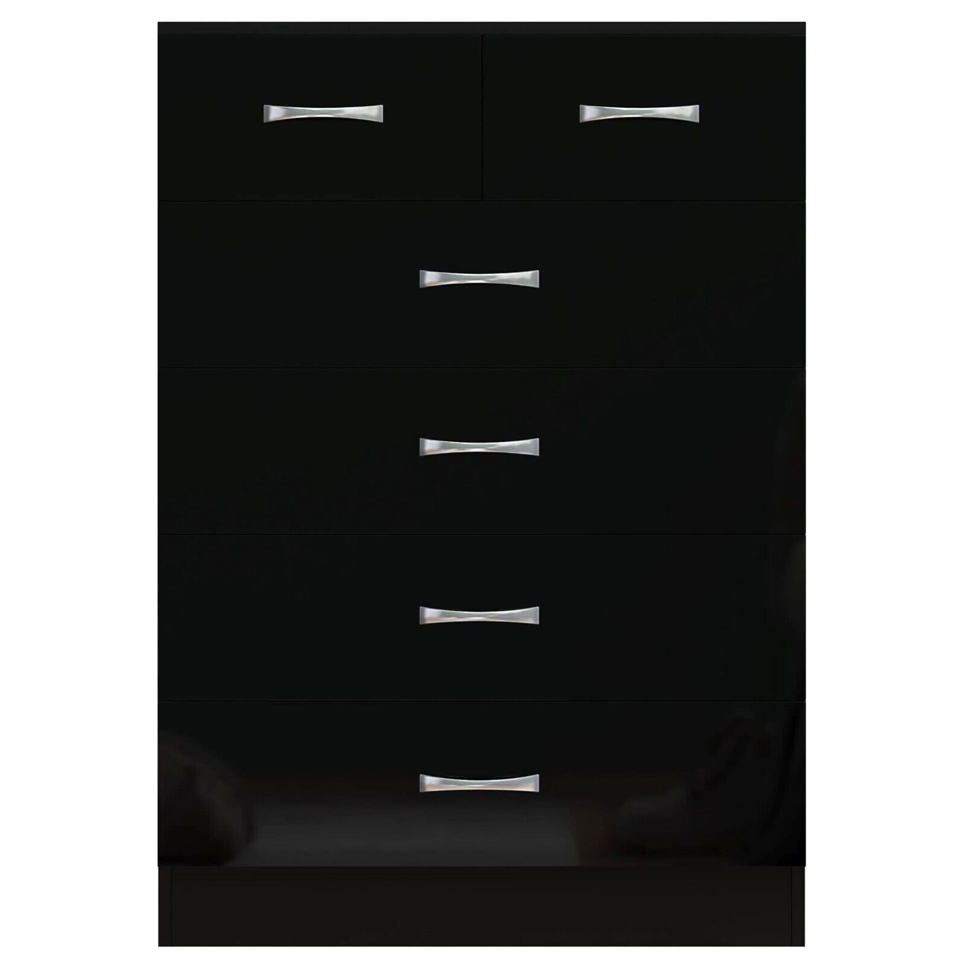 JOB LOT 5 X HIGH GLOSS BLACK 6 DRAWER SIDEBOARD / CUPBOARD / BUFFET / CHEST - Image 3 of 7