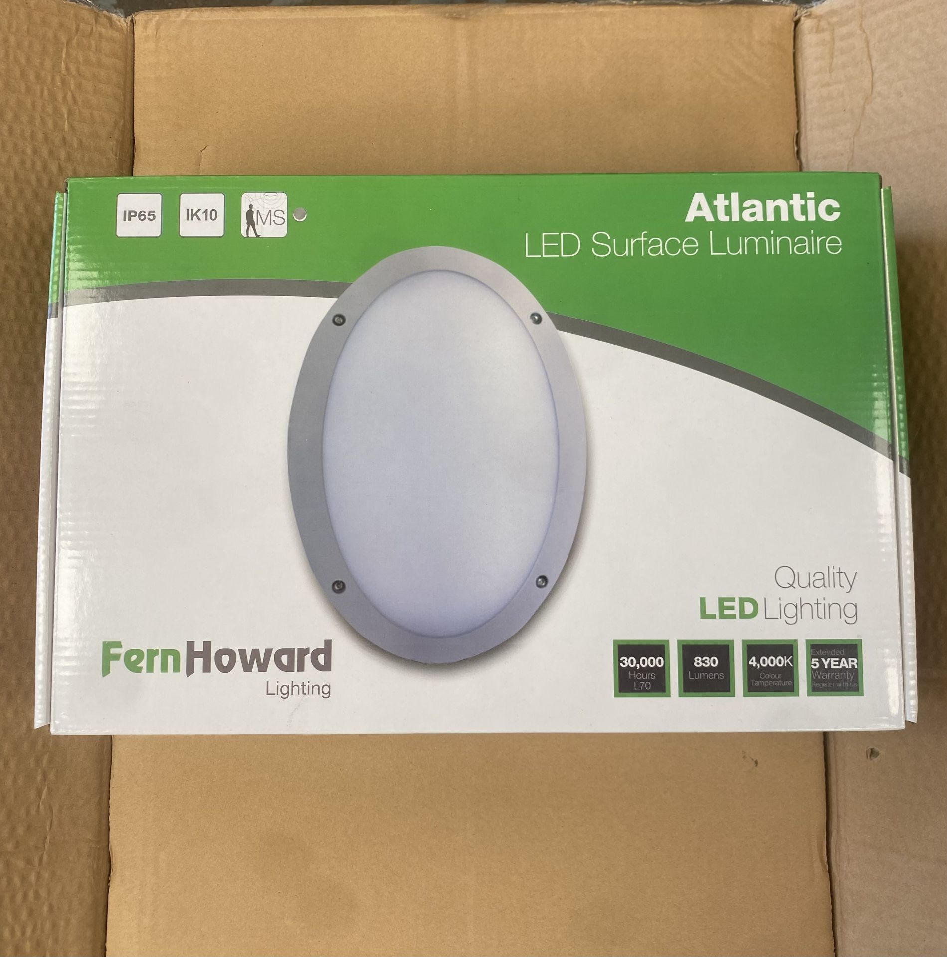 10 X ATLANTIC LED SURFACE LUMINAIRE 4000K SILVER MS TRADE VALUE £721