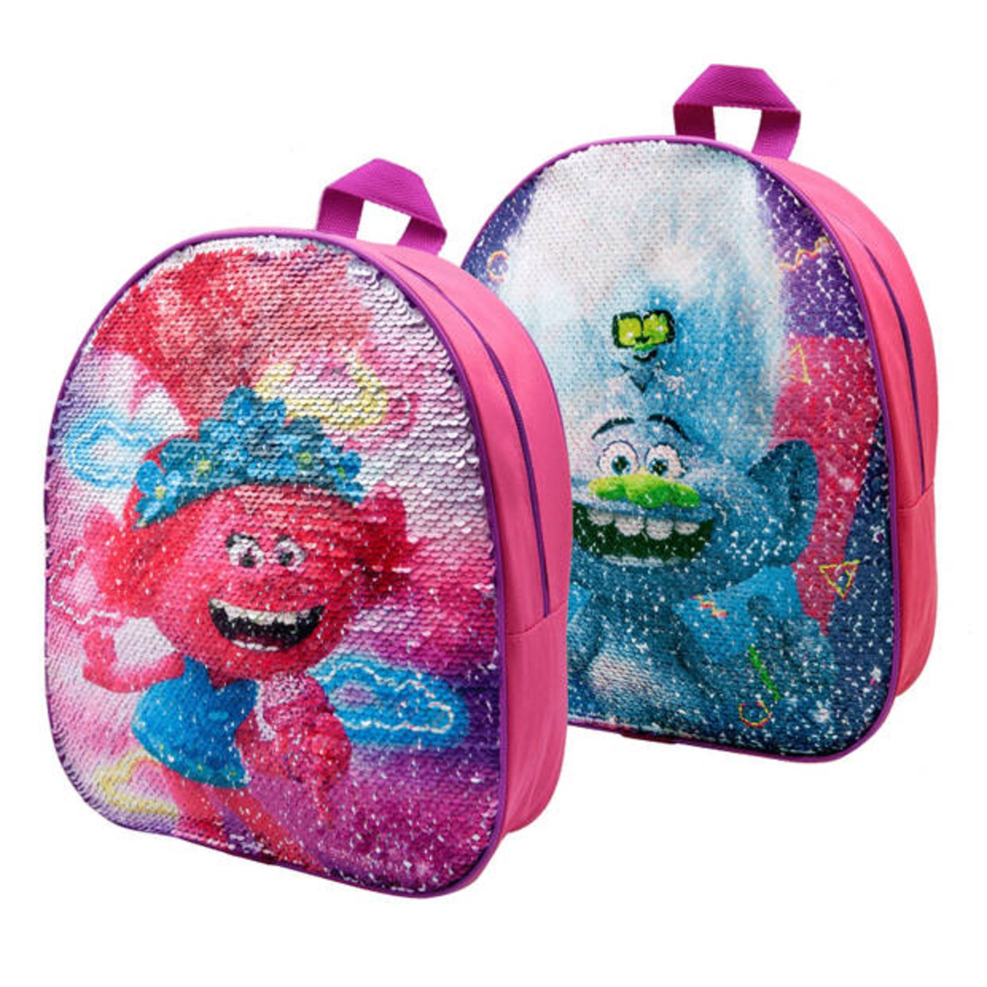 924 UNITS - TROLLS REVERSIBLE SEQUIN BACKPACK – NEW MOVIE OUT 17TH NOVEMBER!