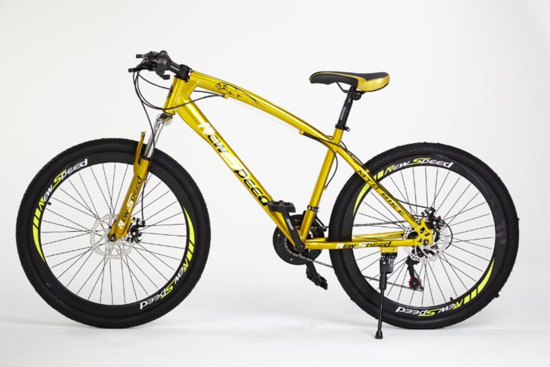 BRAND NEW NEW SPEED 21 GEARS STUNNING SUSPENSION GOLD COLOURED MOUNTAIN BIKE - Image 9 of 11