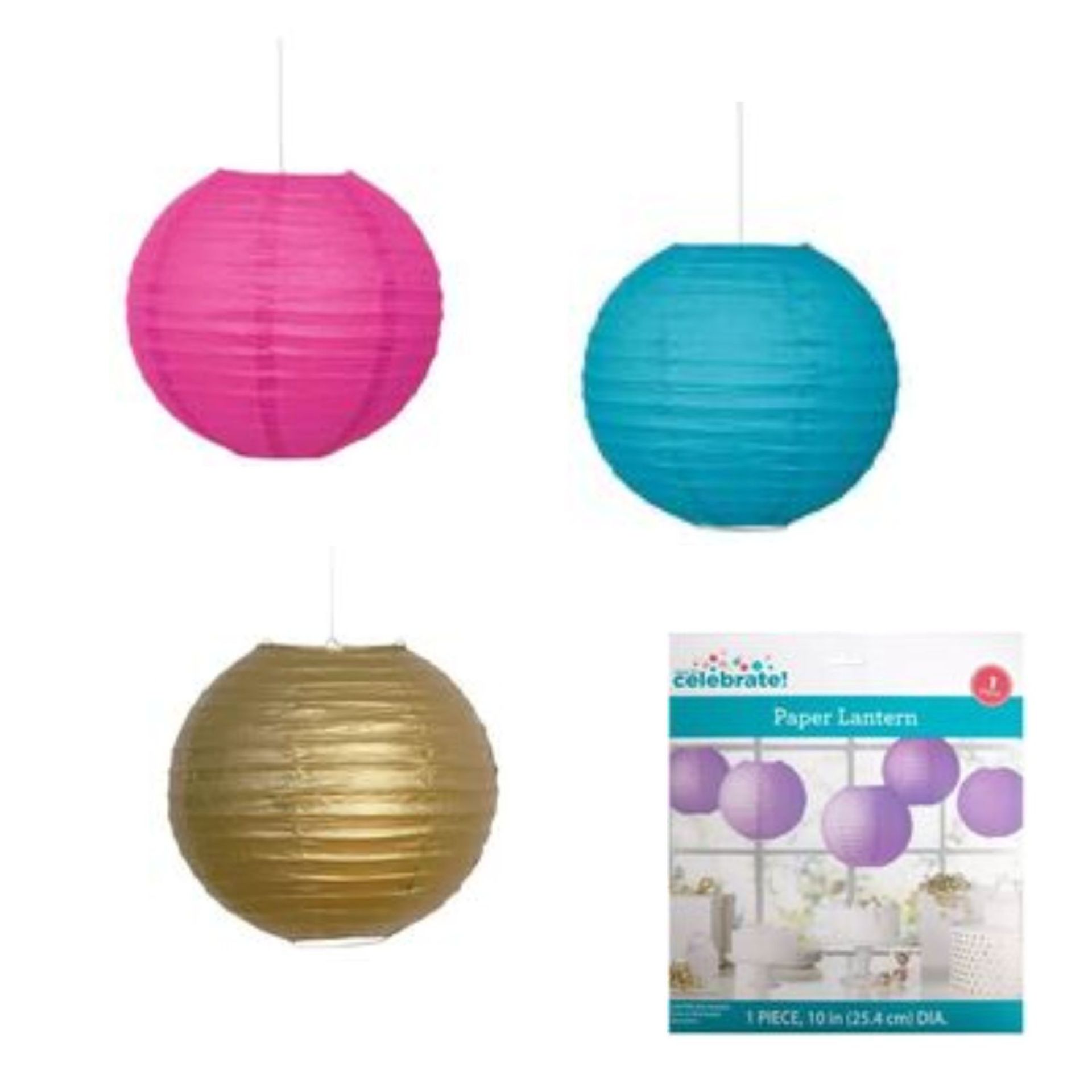 2500 PAPER LANTERNS, ASSORTMENT OF COLOURS, GOLD, PINK,PURPLE,TEAL, RRP £25,000