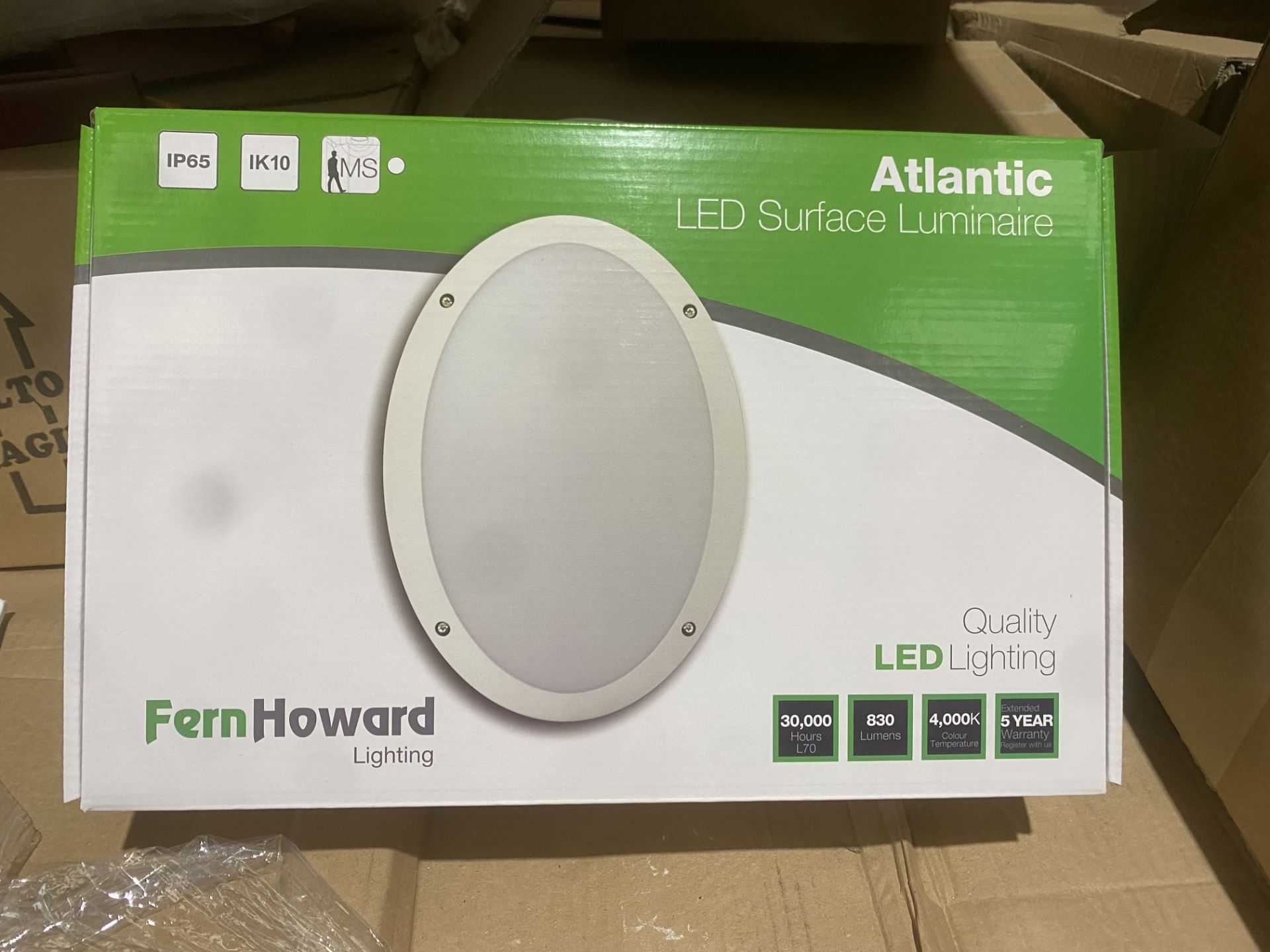 10 X ATLANTIC LED SURFACE LUMINAIRE 4000K WHITE TRADE VALUE £599