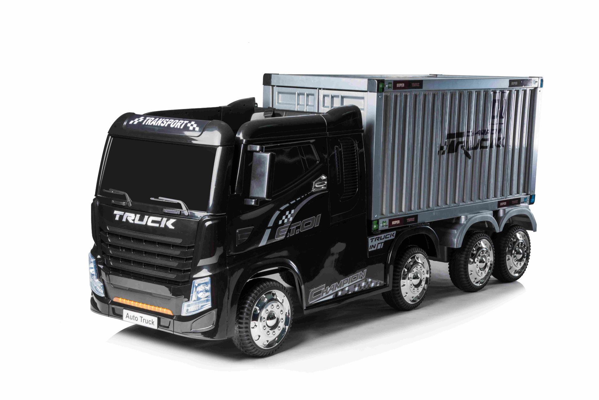 RIDE ON TRUCK WITH DETACHABLE CONTAINER AND PARENTAL REMOTE CONTROL 12V 4 WHEEL DRIVE JJ2011 - BLACK