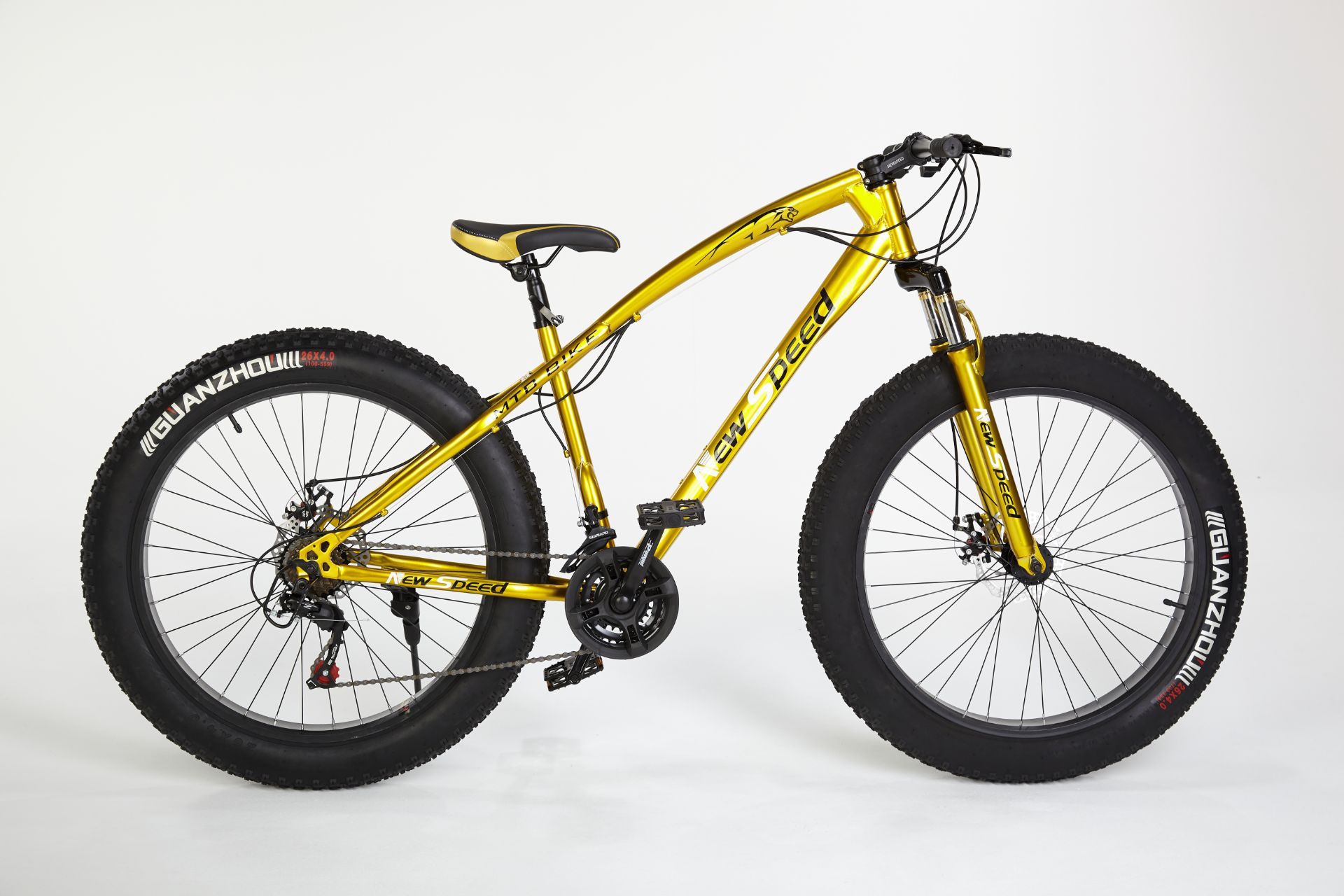 21 GEARS MOUNTAIN BIKE BICYCLE MEN/WOMEN FAT TIRE 26" MTB WITH FRONT SUSPENSION - GOLD - Image 3 of 14