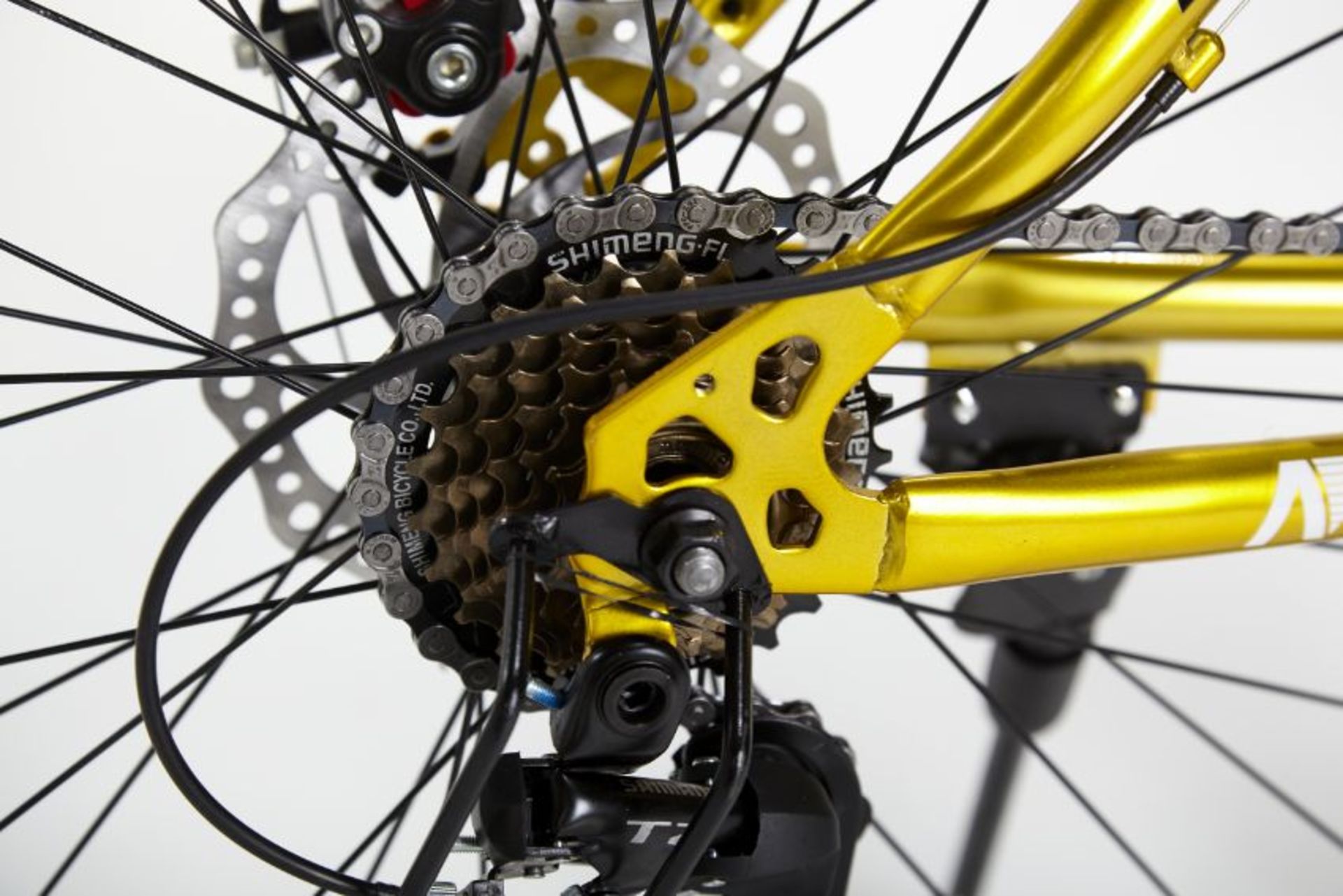 BRAND NEW NEW SPEED 21 GEARS STUNNING SUSPENSION GOLD COLOURED MOUNTAIN BIKE - Image 8 of 11