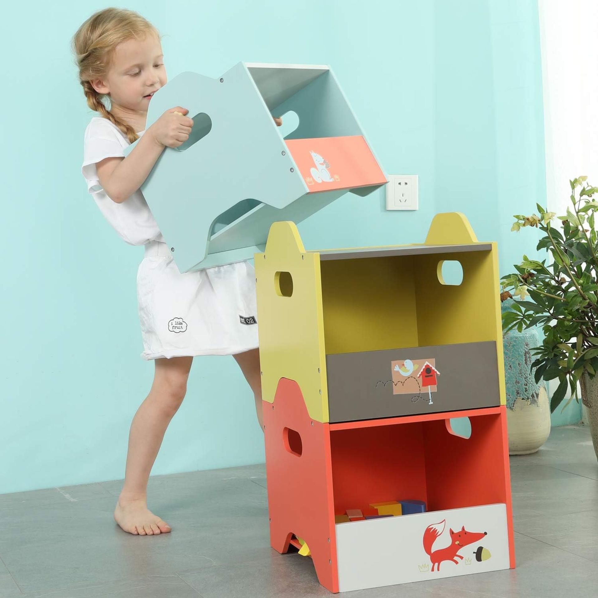 NEW LABEBE WOODEN TOY BOX SET - 3 STACKABLE BABY TOY STORAGE BOXES RRP £187 - Image 2 of 8