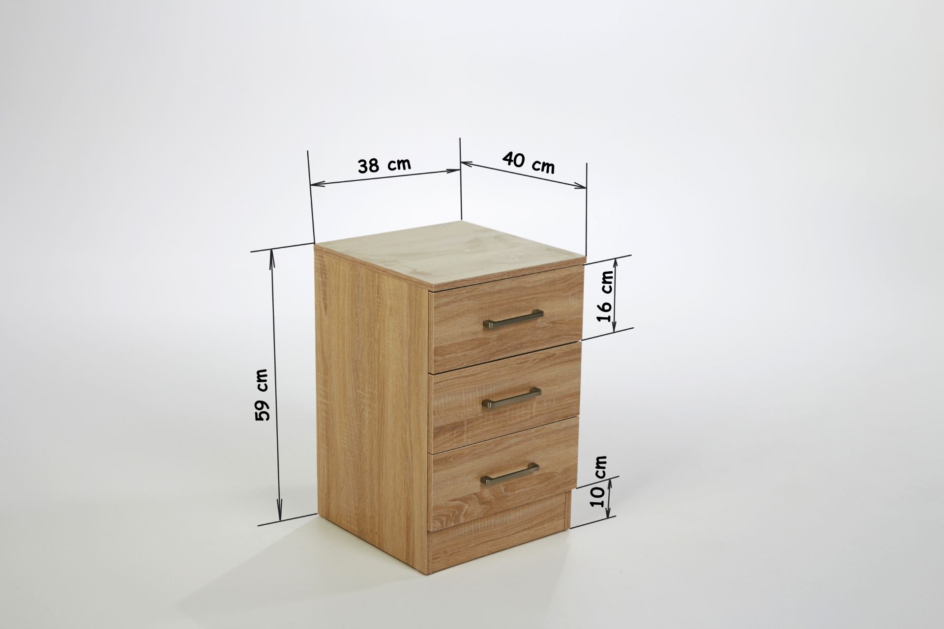 SONOMA OAK COLOURED 3 DRAWER BEDSIDE - Image 6 of 6