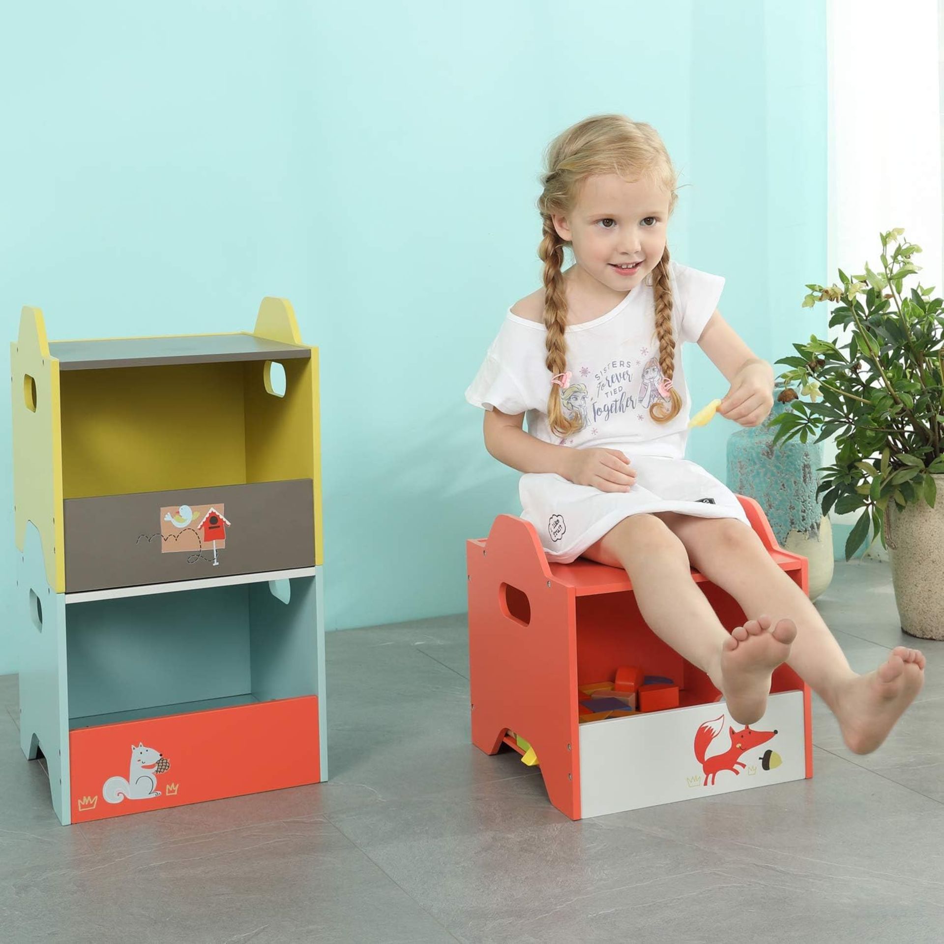 NEW LABEBE WOODEN TOY BOX SET - 3 STACKABLE BABY TOY STORAGE BOXES RRP £187