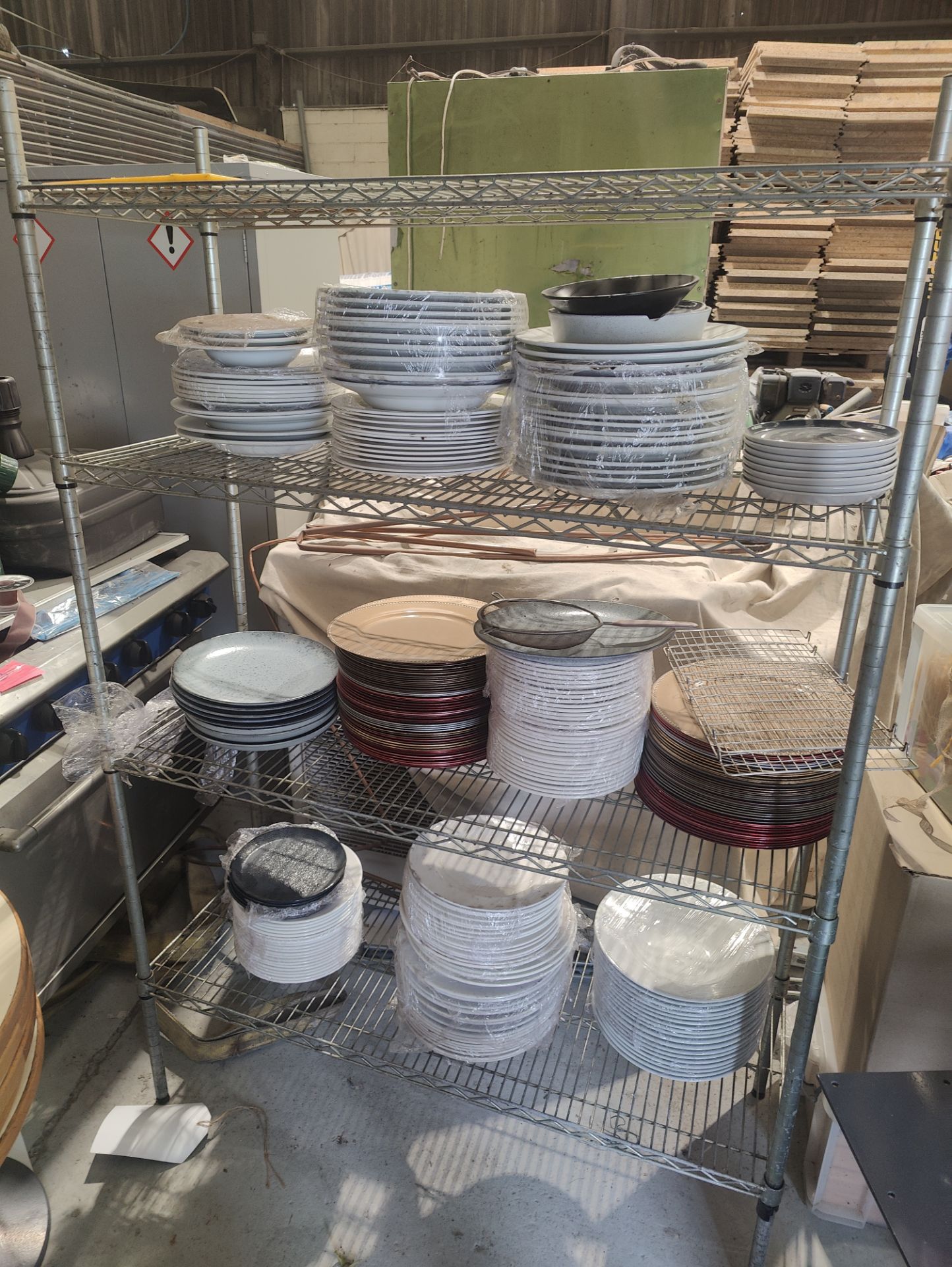 SHELVING INCLUDING APPROX 150 PLATES