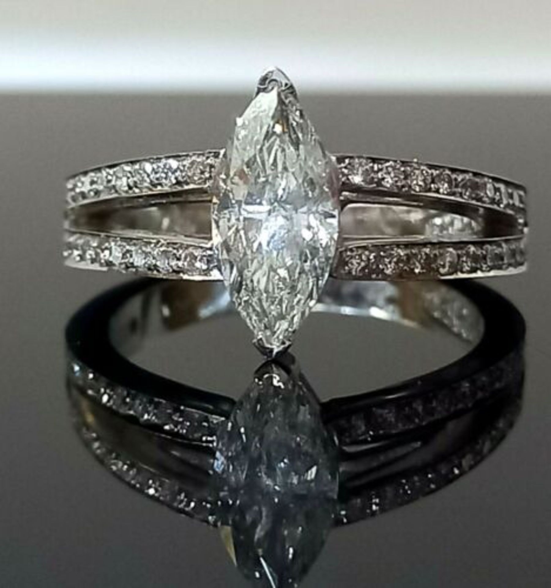 1.41CT MARQUEE DIAMOND ENGAGEMENT RING /DRESS/COCKTAIL + GIFT BOX + VALUATION CERTIFICATE OF £6995