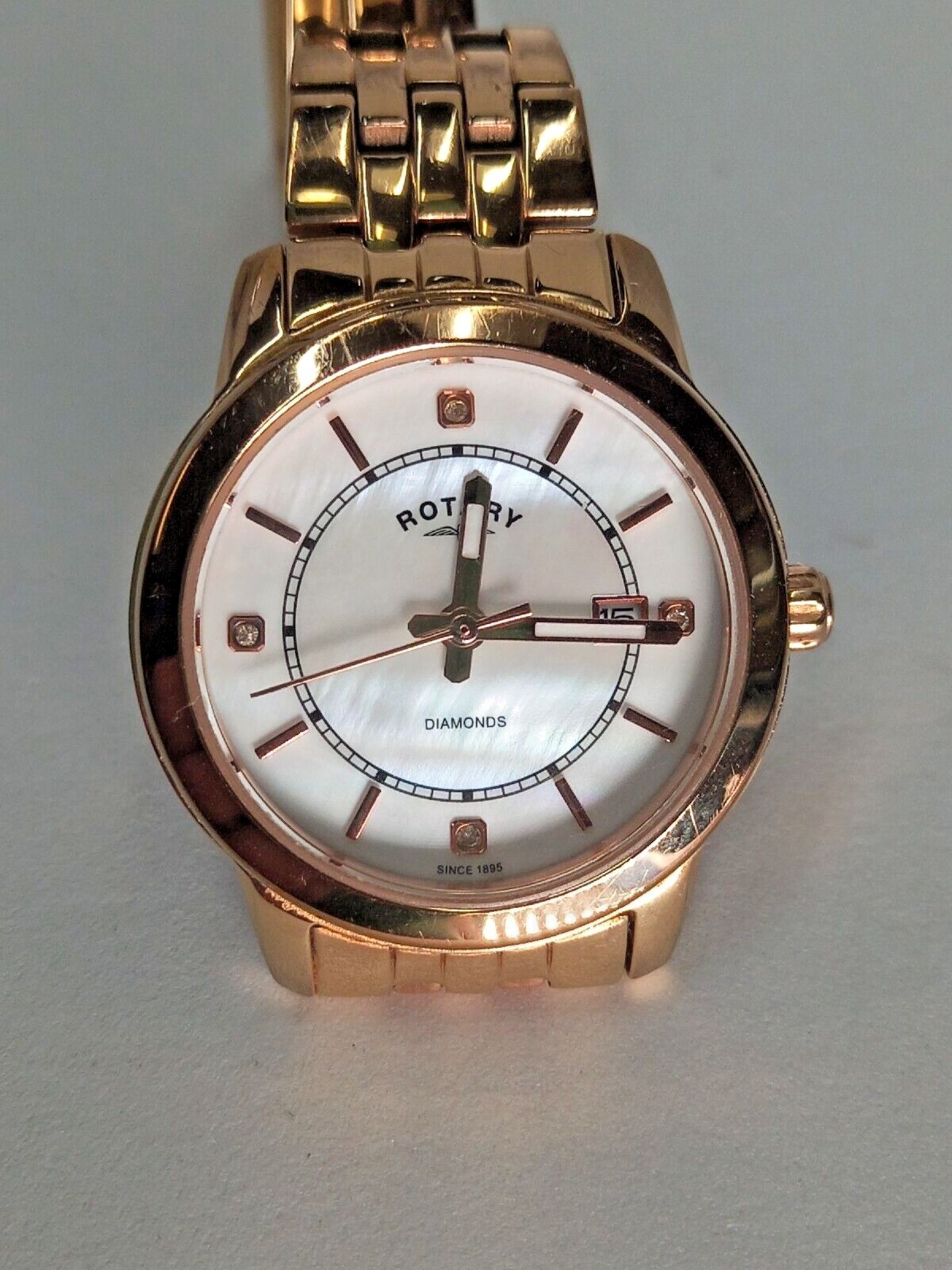 ROTARY LADIES WATCH QUARTZ ROSE GOLD PVD STEEL LB00246/41 DIAMONDS PEARL DIAL - Image 6 of 8