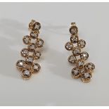 0.32 DIAMOND EARRINGS CLUSTER/9CT YELLOW GOLD IN GIFT BOX + VALUATION CERTIFICATE OF £1,095