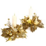 OUTDOOR 3D LED WROUGHT HOLLOW GOLD LEAVES STRING CHRISTMAS HOME ORNAMENTAL LIGHT