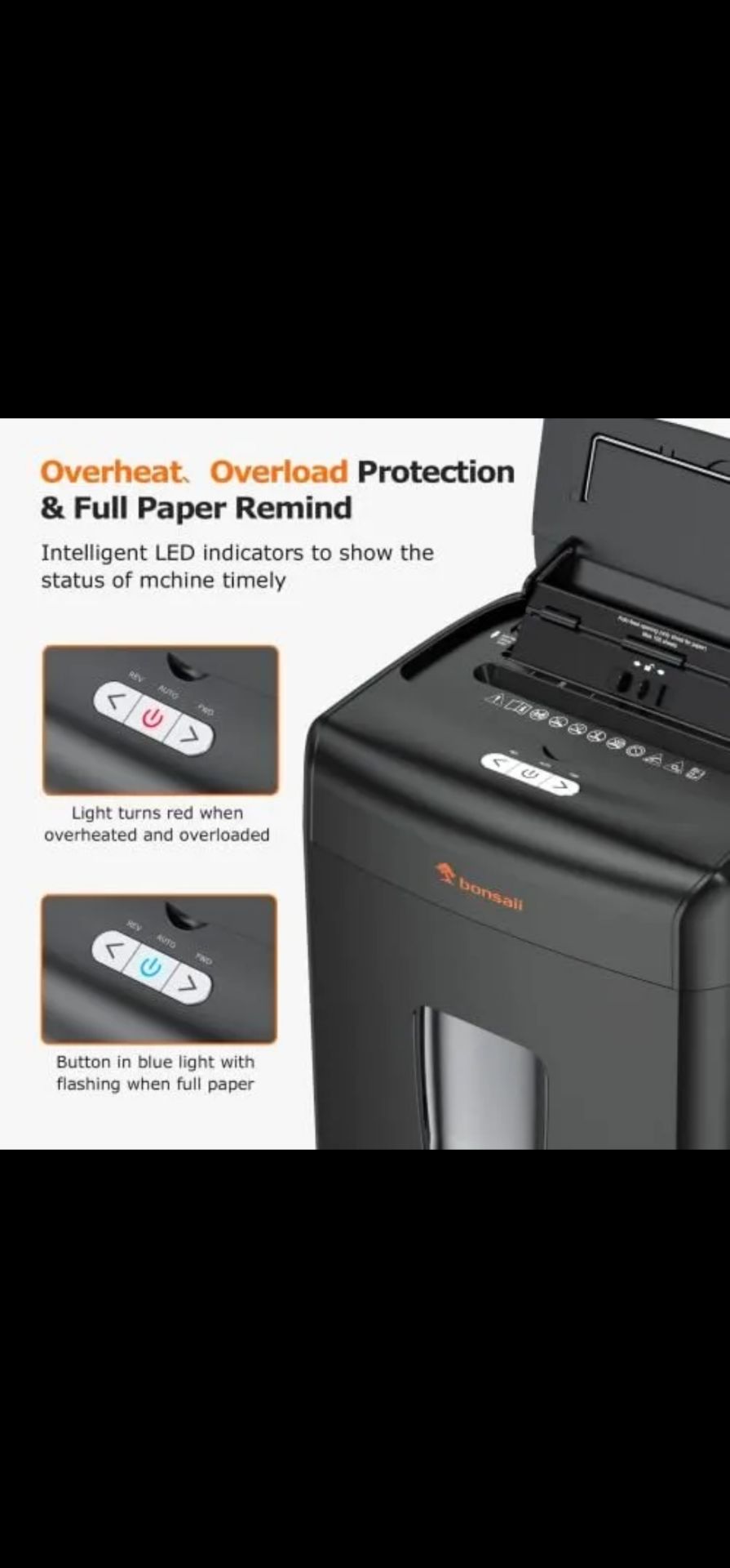 RRP £179.99 - BONSAII HEAVY DUTY PAPER SHREDDER, 110-SHEET, AUTO FEED FOR OFFICE OR HOME - NO VAT - Image 5 of 5
