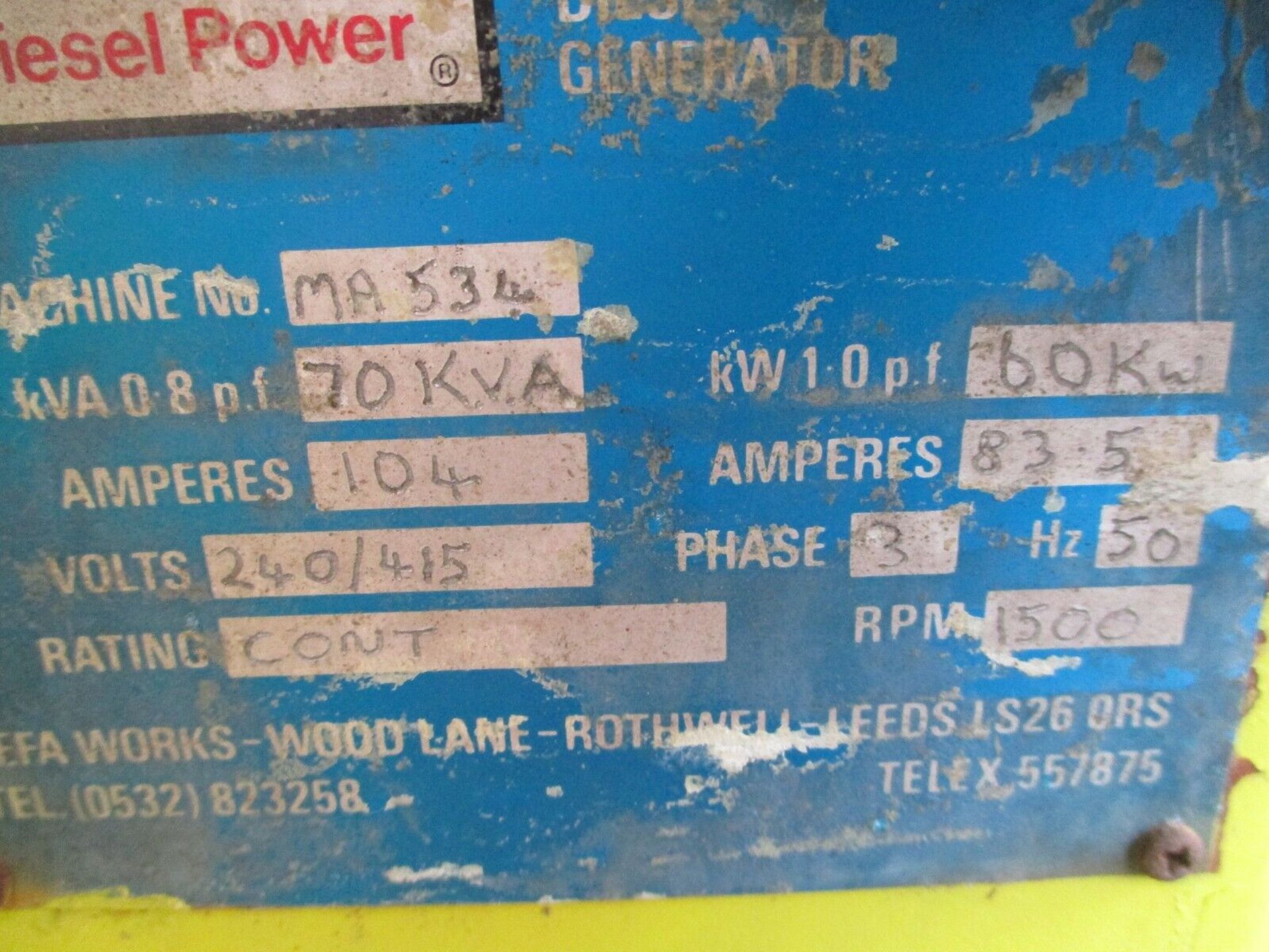 NEWAGE STAMFORD 70 KVA GENERATOR - Image 11 of 12