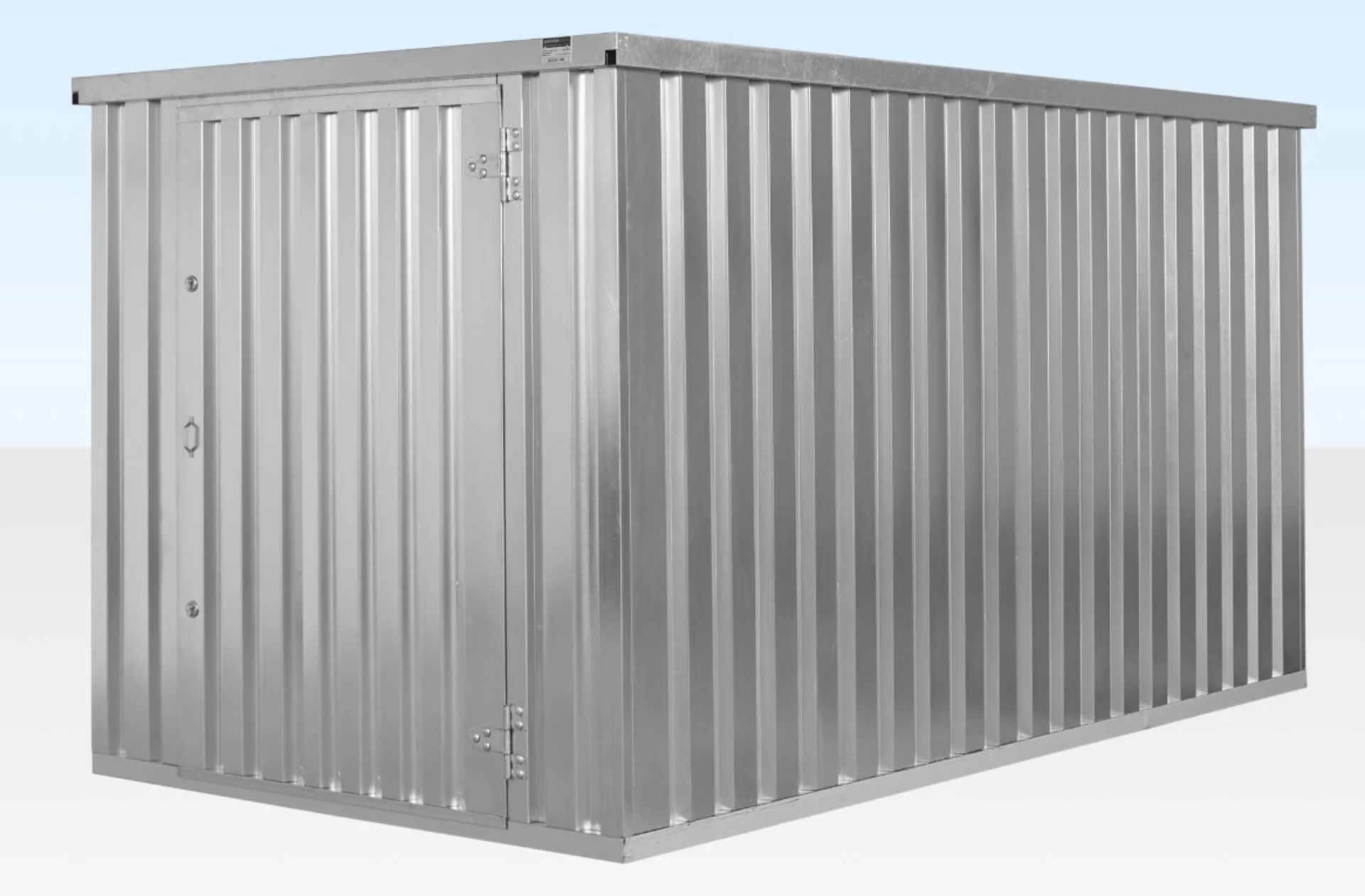 4M X 2.1M FLAT PACK CONTAINER STORE – GALVANISED - USED - RRP £2,000