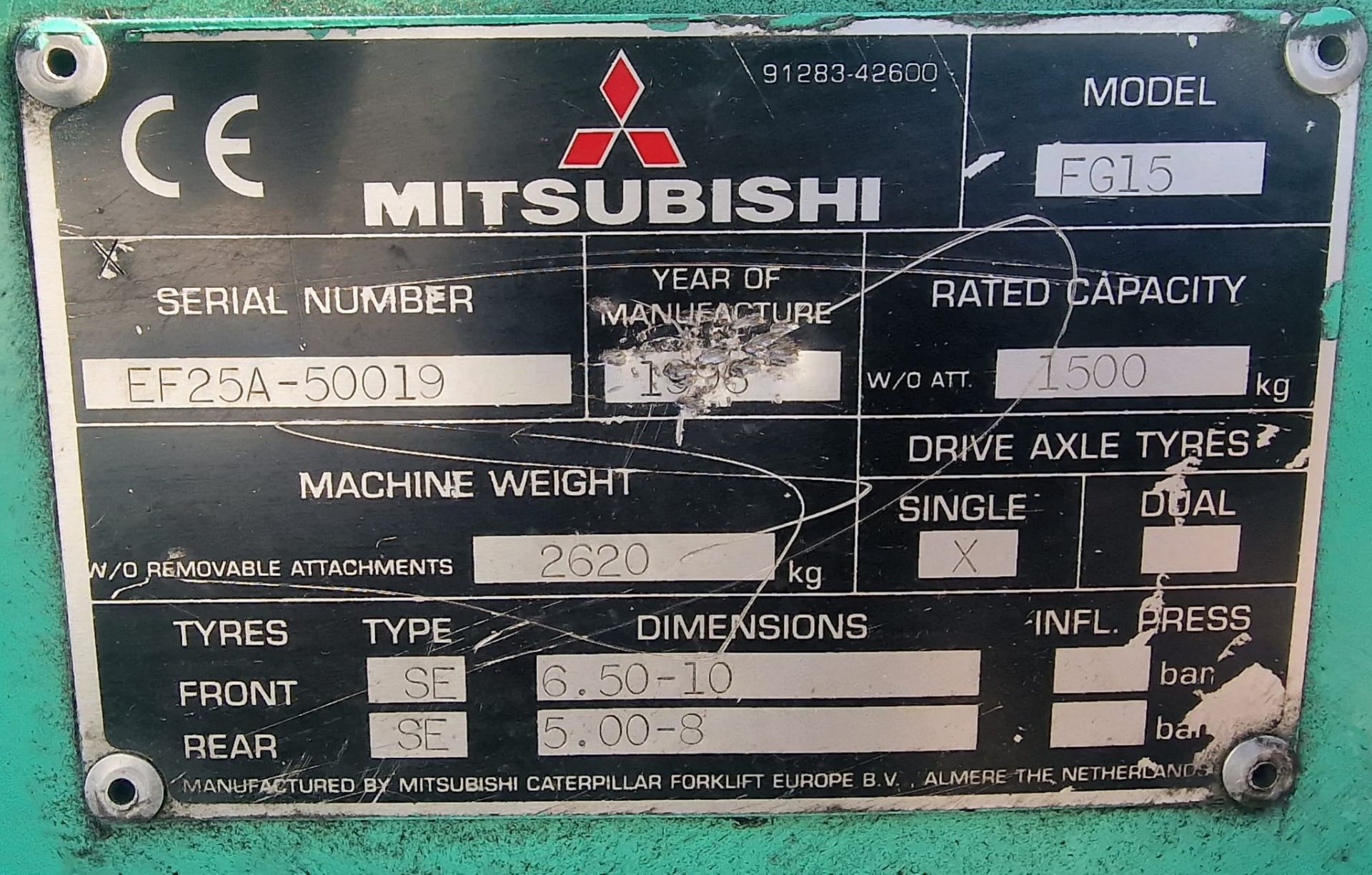 MITSUBISHI FG15 GAS FORKLIFT 1.5 TONNE - Image 6 of 6