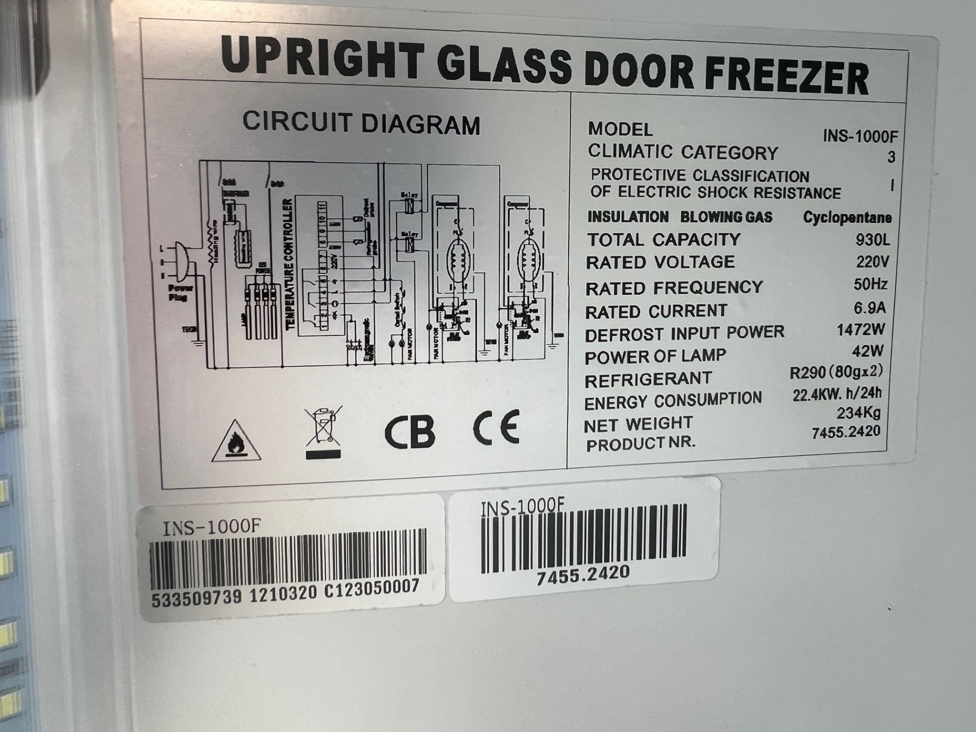 COMBISTEEL DOUBLE GLASS DOOR DISPLAY FREEZER INS-1000F - 7455.2420 - Image 3 of 5