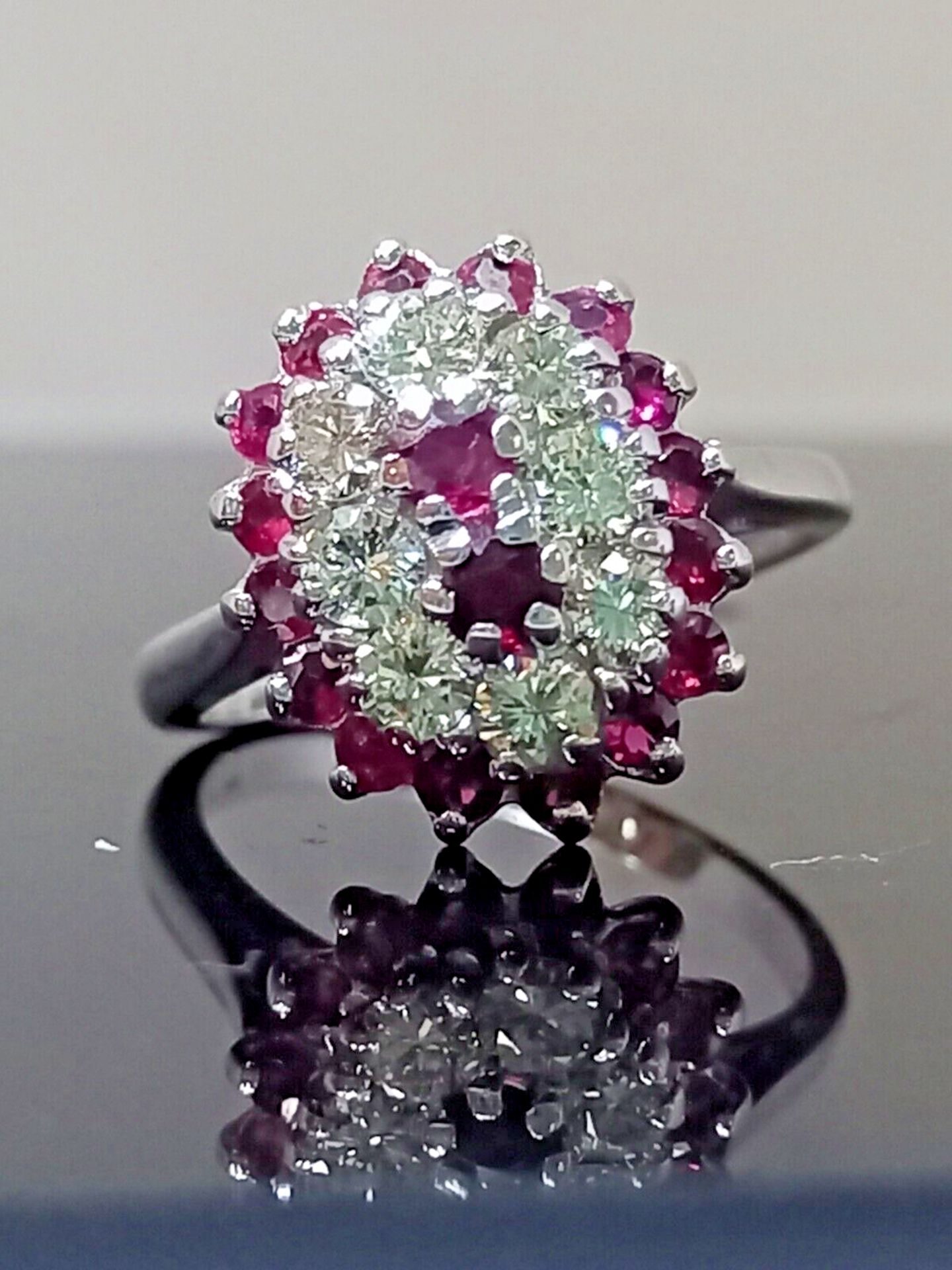 RUBY & 0.55CT DIAMOND CLUSTER RING 18CT WHITE GOLD + GIFT BOX + VALUATION CERTIFICATE OF £3500 - Image 7 of 7