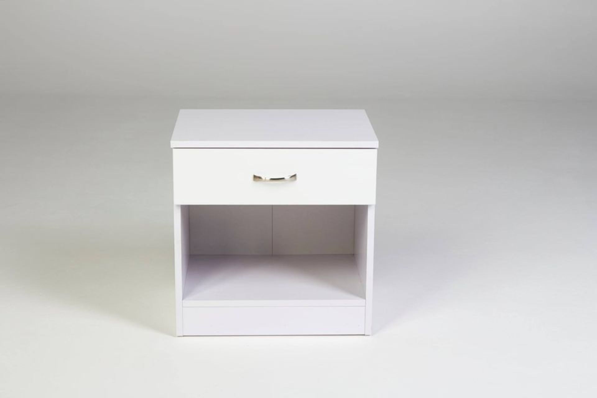 PAIR OF WHITE SINGLE DRAWER BEDSIDES WITH HIGH GLOSS DRAWER FRONTS - Image 3 of 4