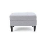 **(BRAND NEW SEALED BOX)** LIGHT GREY ZAHRA FABRIC STORAGE OTTOMAN