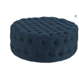 **(BRAND NEW SEALED BOX)** TUFTED ROUND FABRIC OTTOMAN