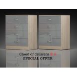 STUNNING CHEST OF DRAWERS X 2 - HIGH GLOSS GREY ON SONOMA OAK FRAME