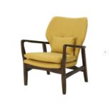 **(BRAND NEW SEALED BOX)**FABRIC MUSTARD CHAIR