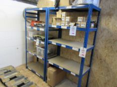 Five bays of light duty boltless 6 shelf racking, 890mm x 460mm x height: 1.8m - excluding contents