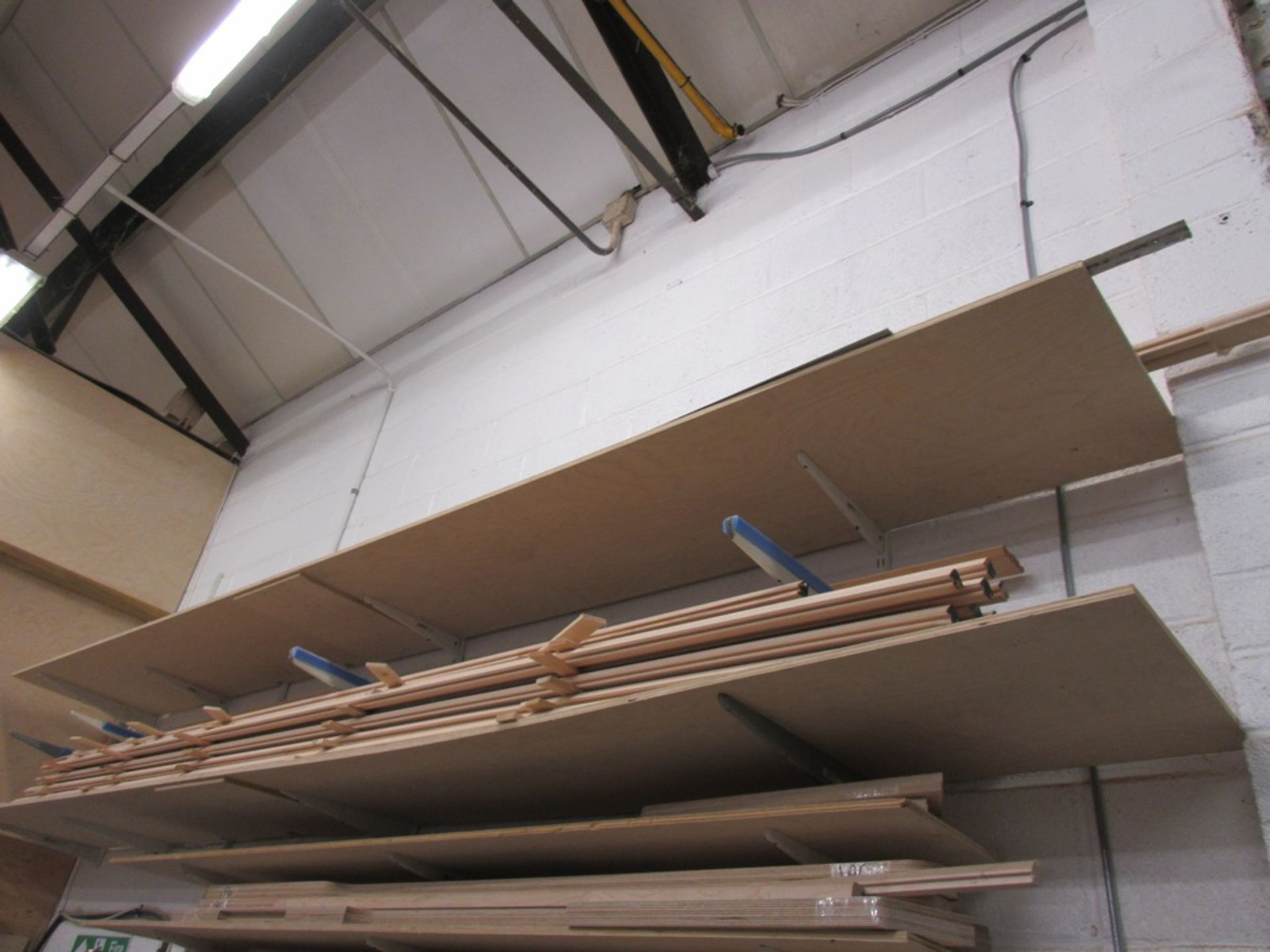 Contents of shelves including solid timber corner posts, plywood profiles etc., as lotted - Image 3 of 4